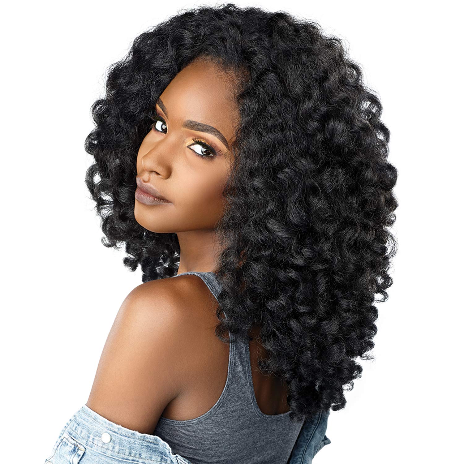 Sensationnel CKCo Half Wig - Synthetic Instant Weave Full Wig with Curls & Kinks - Money Maker (F1B/30) - Perfect for Quick Hairstyles & Protective Styling