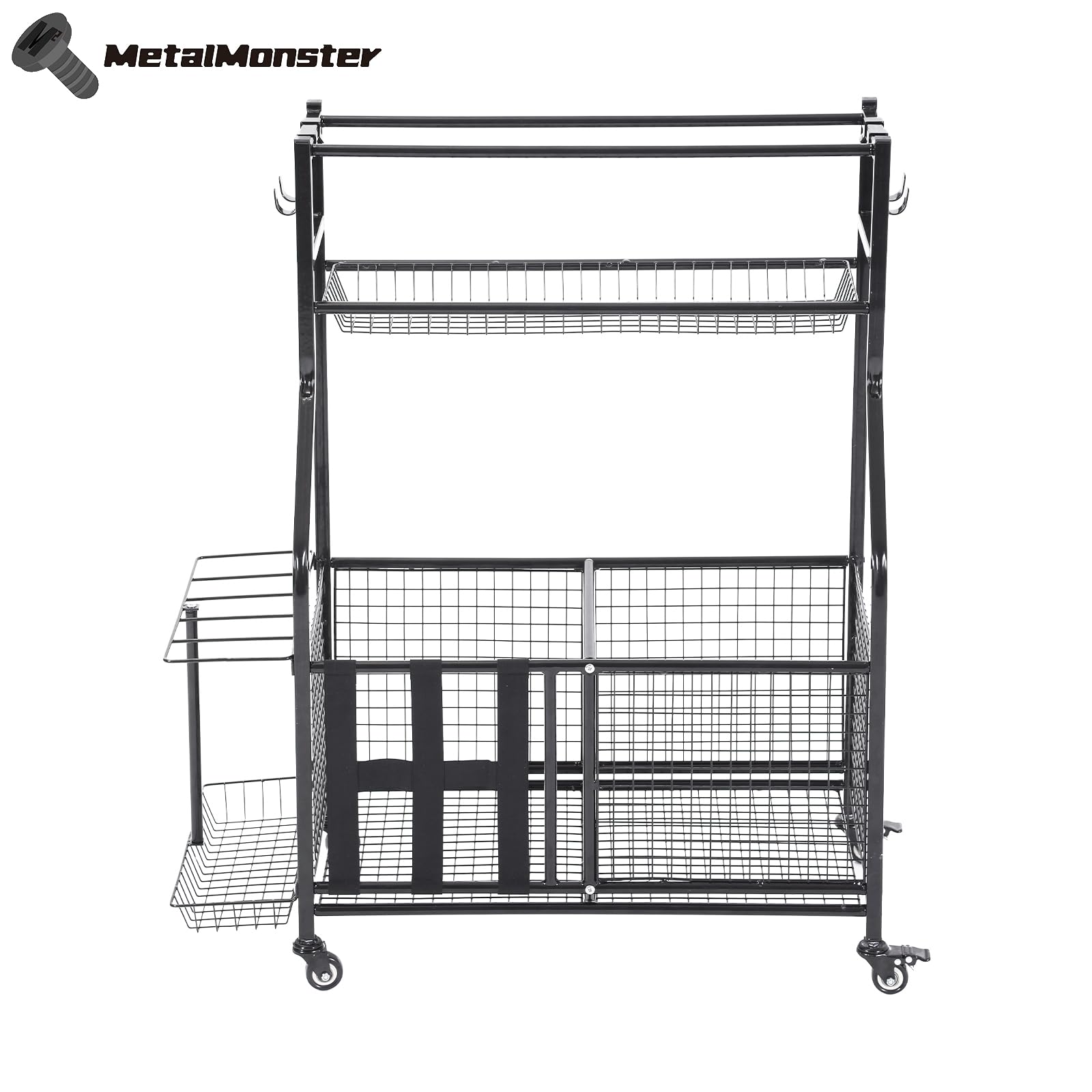 Heavy-Duty 3-Tier Weight Rack for Home Gym - Dumbbell, Kettlebell & Yoga Mat Storage Organizer with Wheels & Hooks | Perfect for Garage, Basement & Home Workout Equipment Organization