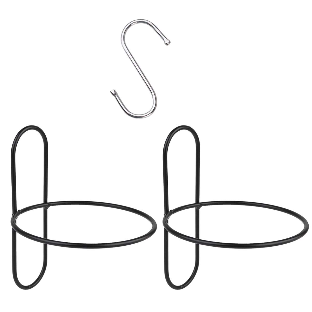 Cabilock 3-Piece Hanging Plant Pot Holder Set - Metal Railing Flower Pot Rack, Iron Art Potted Plant Stand - Wall Mounted Planter Support for Balcony, Porch, Fence & Patio - Perfect for Outdoor & Indoor Garden Decor