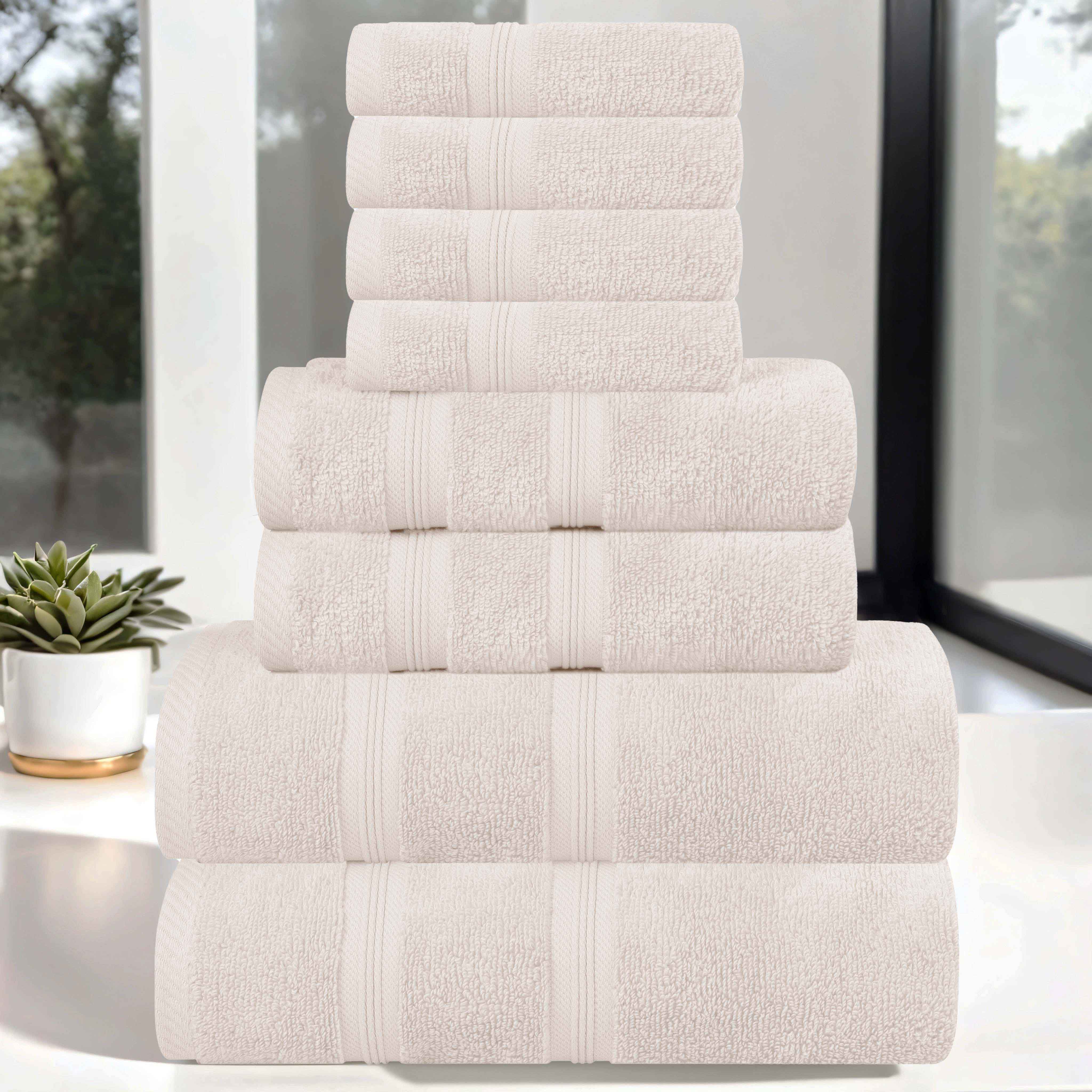 Smart Dry Zero Twist Cotton 8-Piece Towel Set - Ultra Soft & Absorbent Bath Towels for Spa, Gym & Luxury Home Use