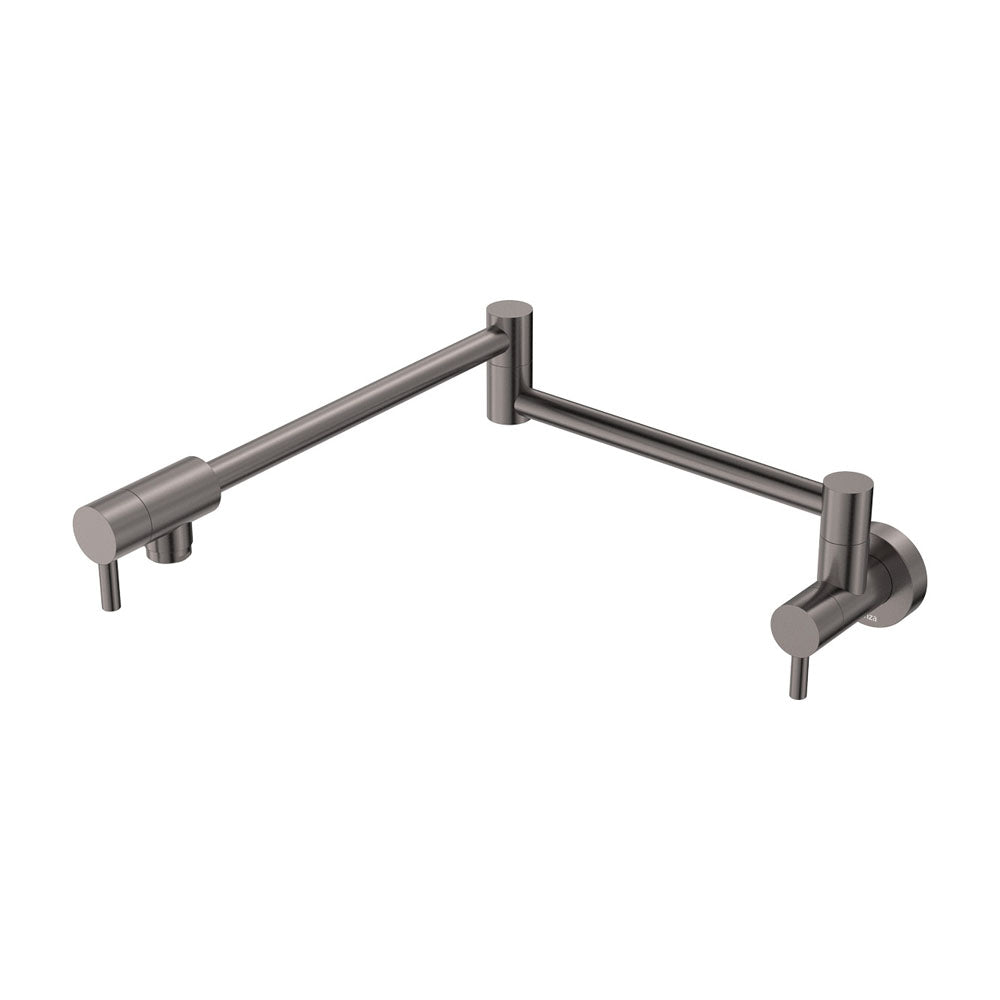 Fienza 228120GM Kaya Pot Filler Faucet in Gun Metal Finish - Wall Mounted Commercial Grade Kitchen Sink Faucet for Easy Pot Filling, Ideal for Home Chefs and Professional Kitchens