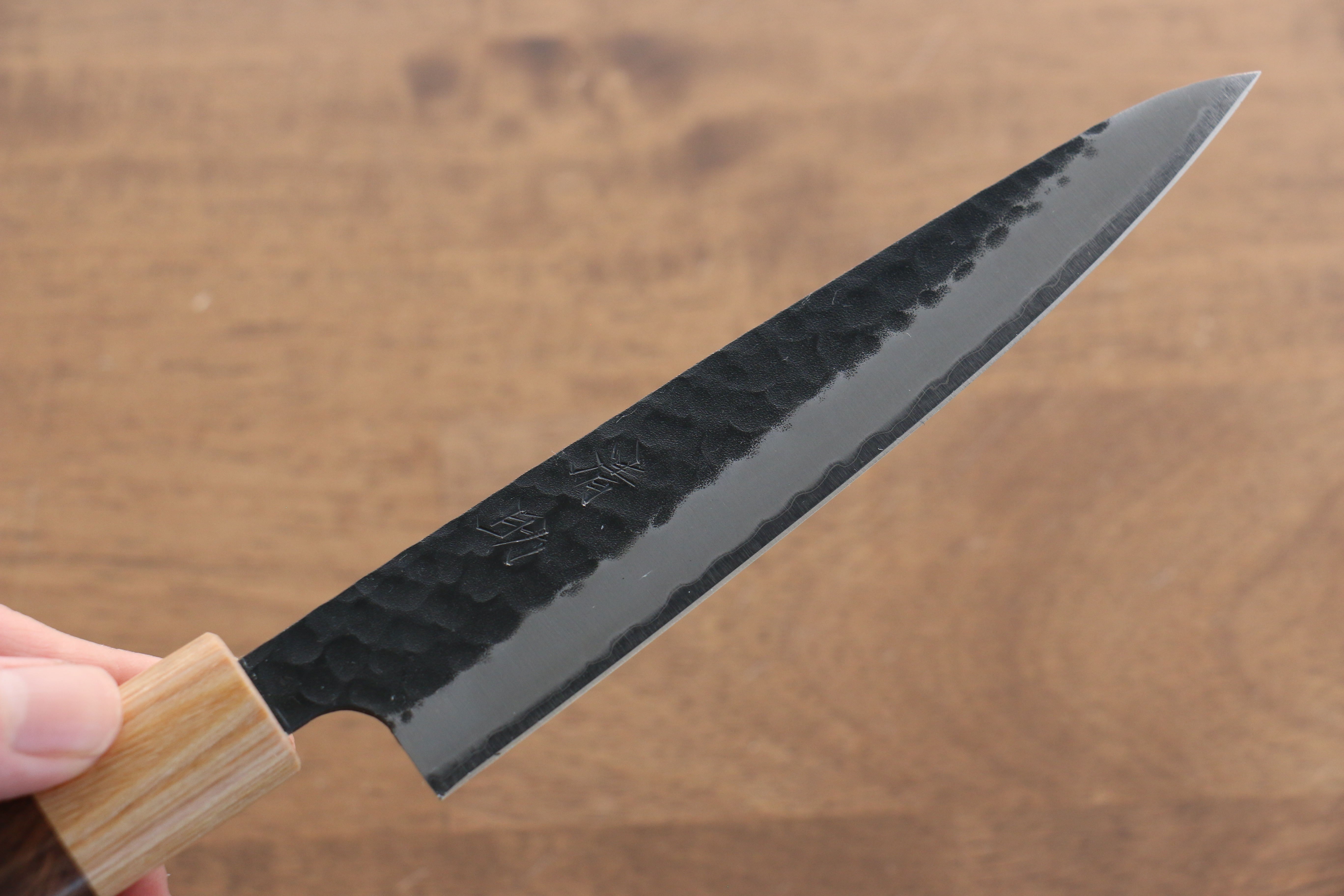 Seisuke Kokubyaku Blue Super Hammered Petty Utility Knife 135mm - Japanese Chef Knife with Morado Wood Handle for Precision Slicing, Peeling & Garnishing - Perfect for Home Cooks & Professional Kitchens