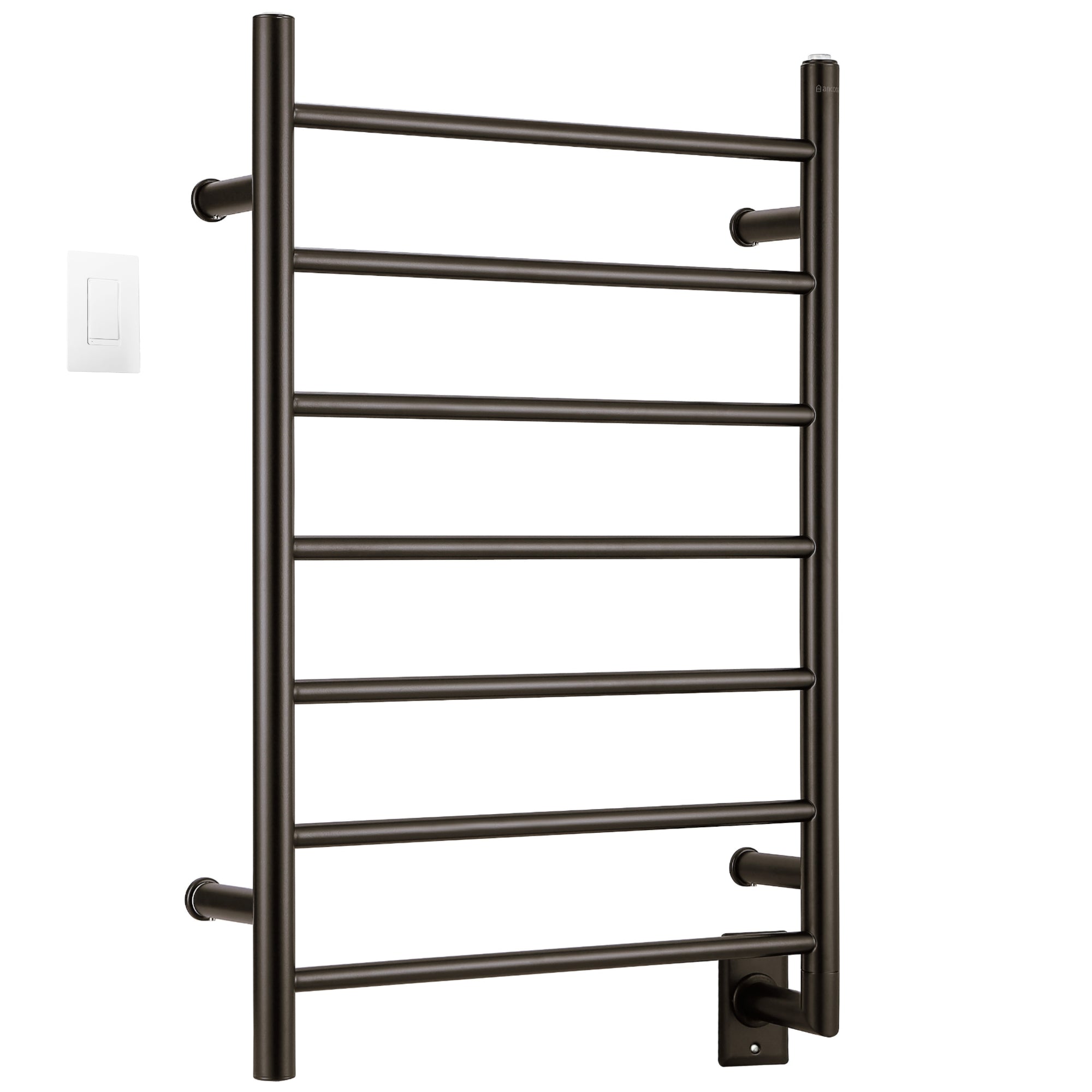 Ancona Comfort 7 Bar Hardwired Towel Warmer with WiFi Timer - Oil Rubbed Bronze Finish | Bathroom Luxury Heated Towel Rack for Spa, Hotel & Home Use