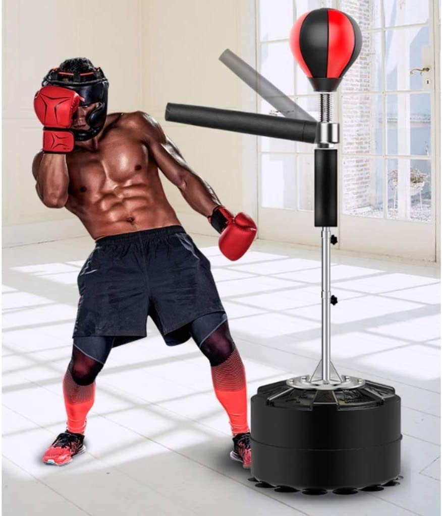 Heavy Duty Freestanding Boxing Ball with Reflex Bar - Adjustable Height Punching Bag for Adults & Kids, Speed Training, Stress Relief - Perfect for Home Gym, Boxing Practice, and Fitness Workouts (Black)