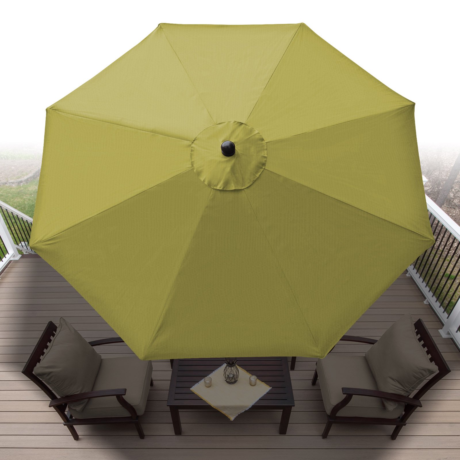 9 Ft Outdoor Patio Umbrella with Auto Tilt & Crank - Heavy Duty Aluminum Frame, 8 Ribs, Includes OLIFEN Cover (Green) - Perfect for Poolside, Backyard, and Outdoor Dining Areas