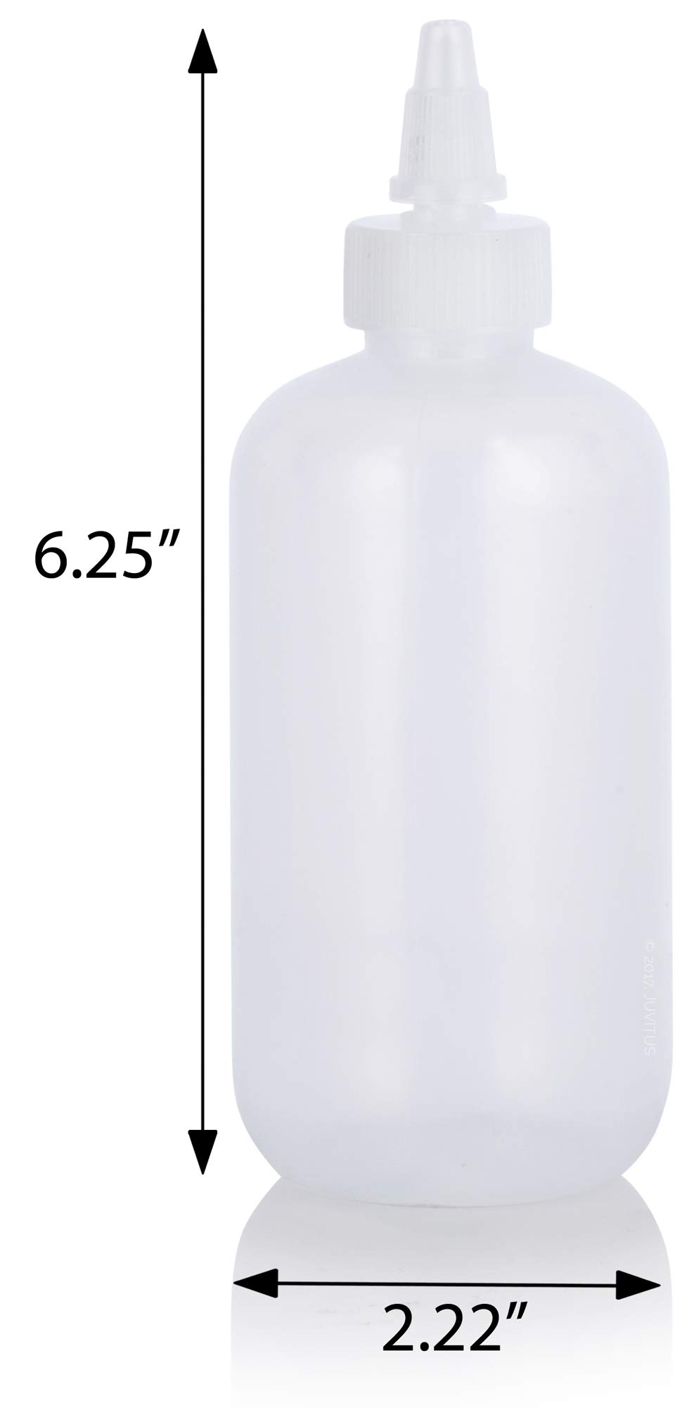 JUVITUS 12-Pack 8 oz Clear LDPE Plastic Squeeze Bottles with Twist Caps & Funnel - Leak-Proof for Kitchen, Bathroom, Travel & DIY Projects
