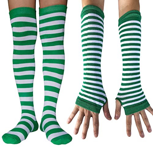 Z1 - Green and White Long Socks + Gloves