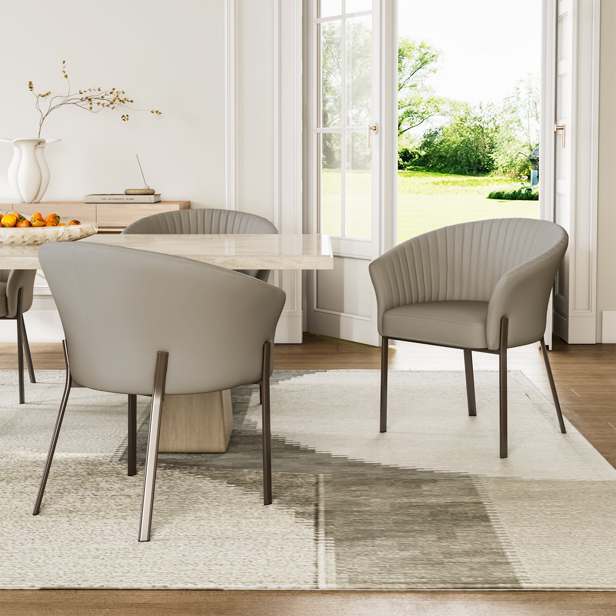 Luxury Upholstered Arm Dining Chair with Jade Accents - Dark Gray - Perfect for Modern Dining Rooms & Elegant Home Decor