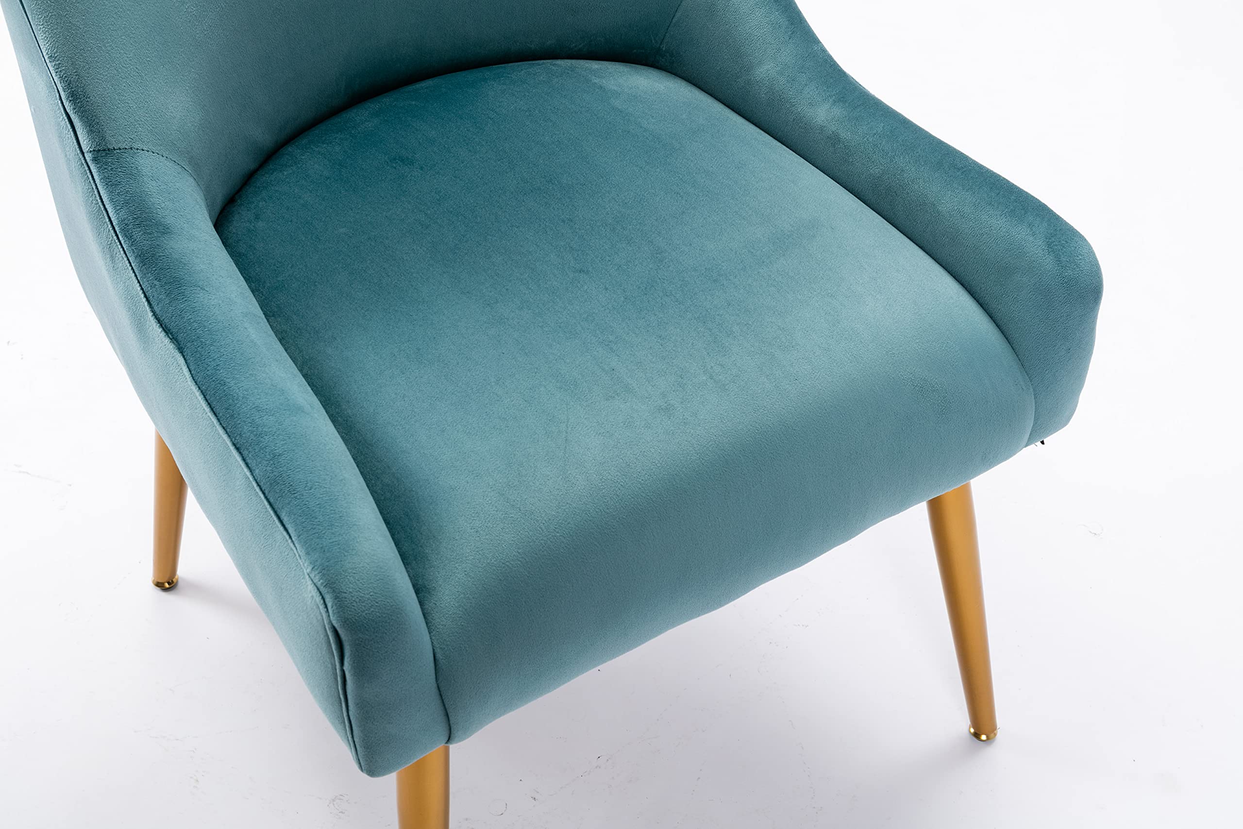 Modern Velvet Accent Chair - Upholstered Armchair with Sturdy Metal Legs for Living Room, Bedroom, Office & Study | Comfortable Lounge & Dining Chair in Teal Velvet Fabric | Perfect for Relaxing, Reading & Home Decor