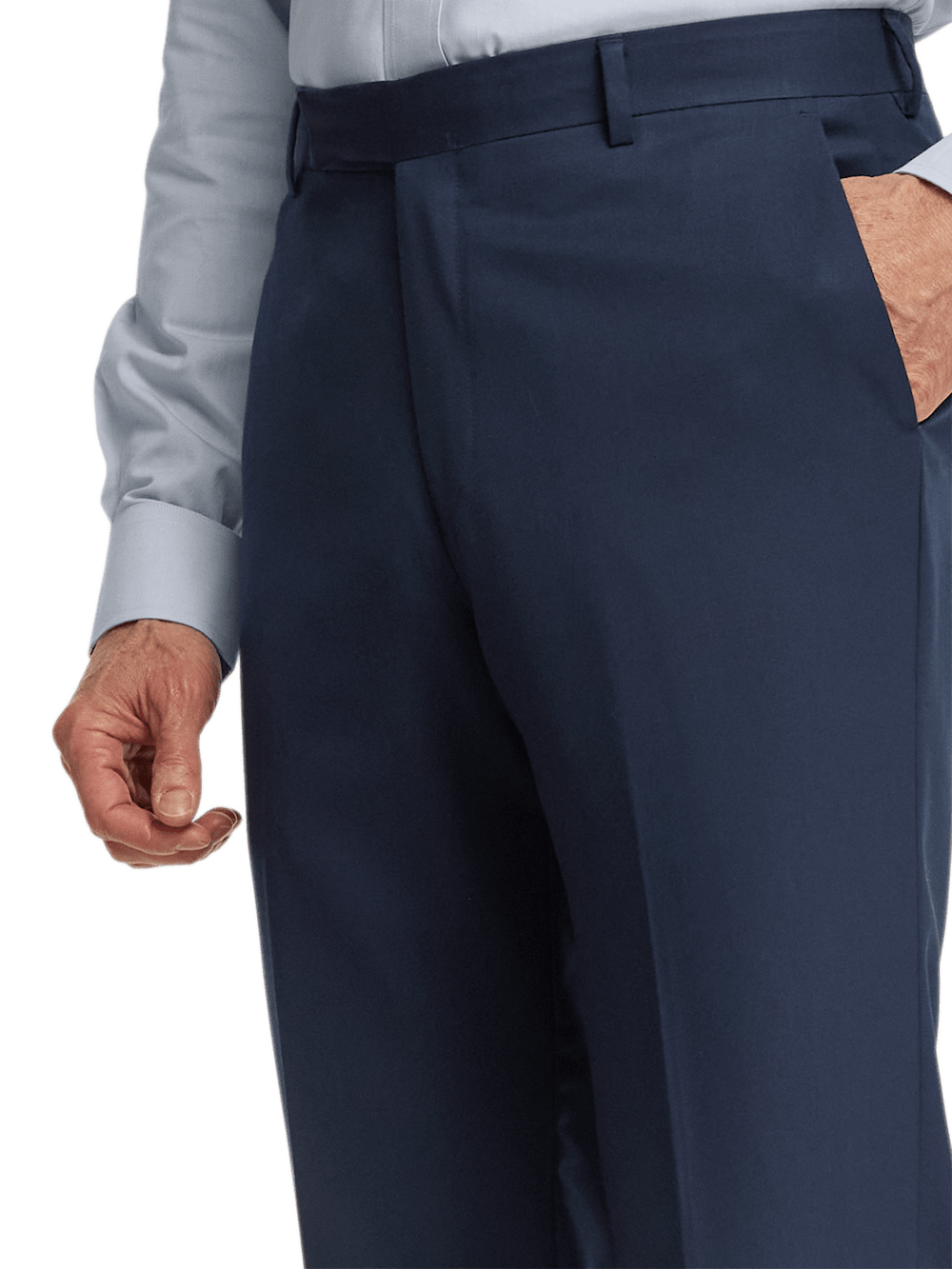Premium Wool Gabardine Dress Pants for Men - Classic Bright Navy Blue - Perfect for Office Wear, Business Meetings & Formal Occasions