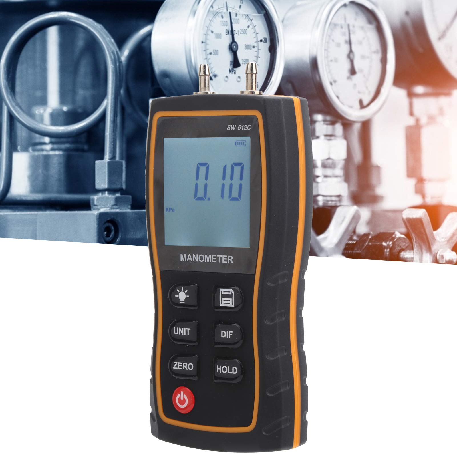 Digital Air Pressure Tester & Gas Pressure Gauge - HVAC Compatible for Ventilation, Clean Room & AC Systems | Professional Gas Pressure Measurement Tool for Industrial & Home Use
