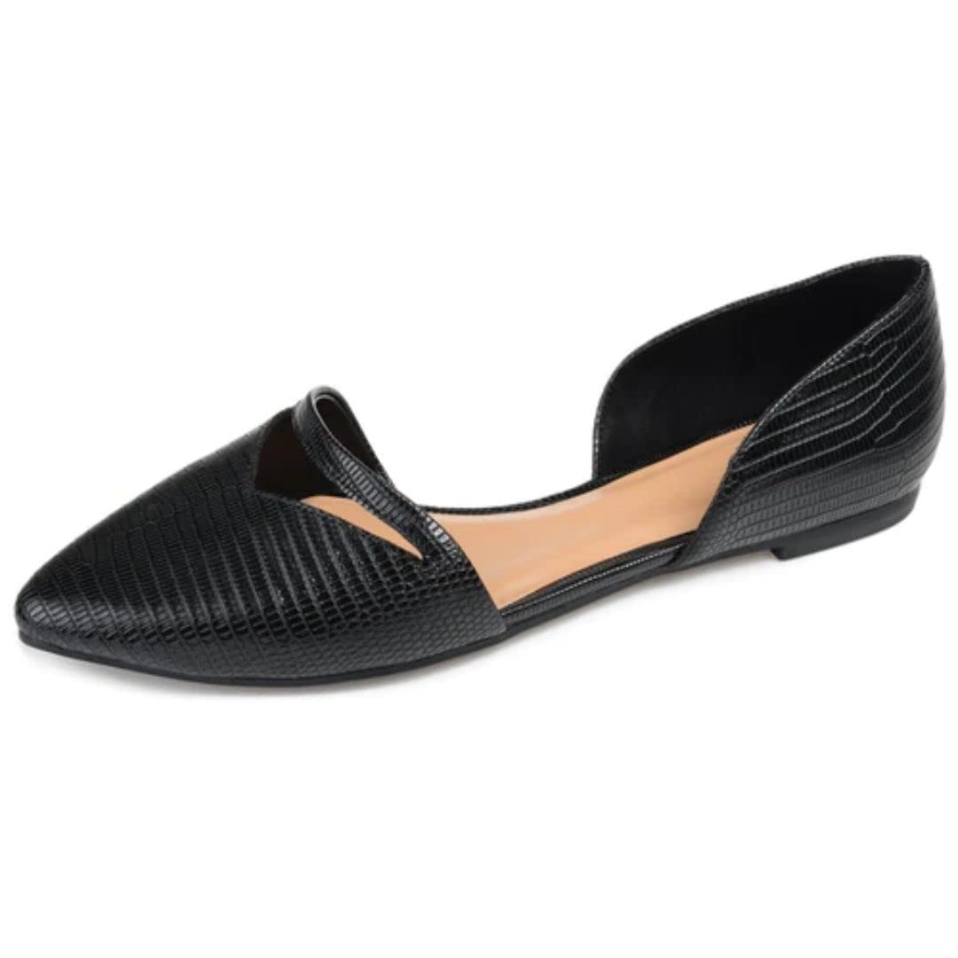 Journee Collection Women's Braely D'Orsay Pointed Toe Slip-On Flats - Comfortable Dress Shoes for Work, Office & Special Occasions