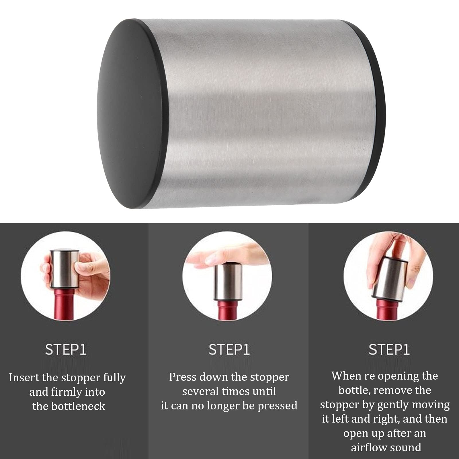 Premium Stainless Steel & Silicone Wine Stopper - Airtight Wine Preserver for Red, White & Sparkling Wines - Perfect for Home, Parties, Bars & Gifts for Wine Lovers