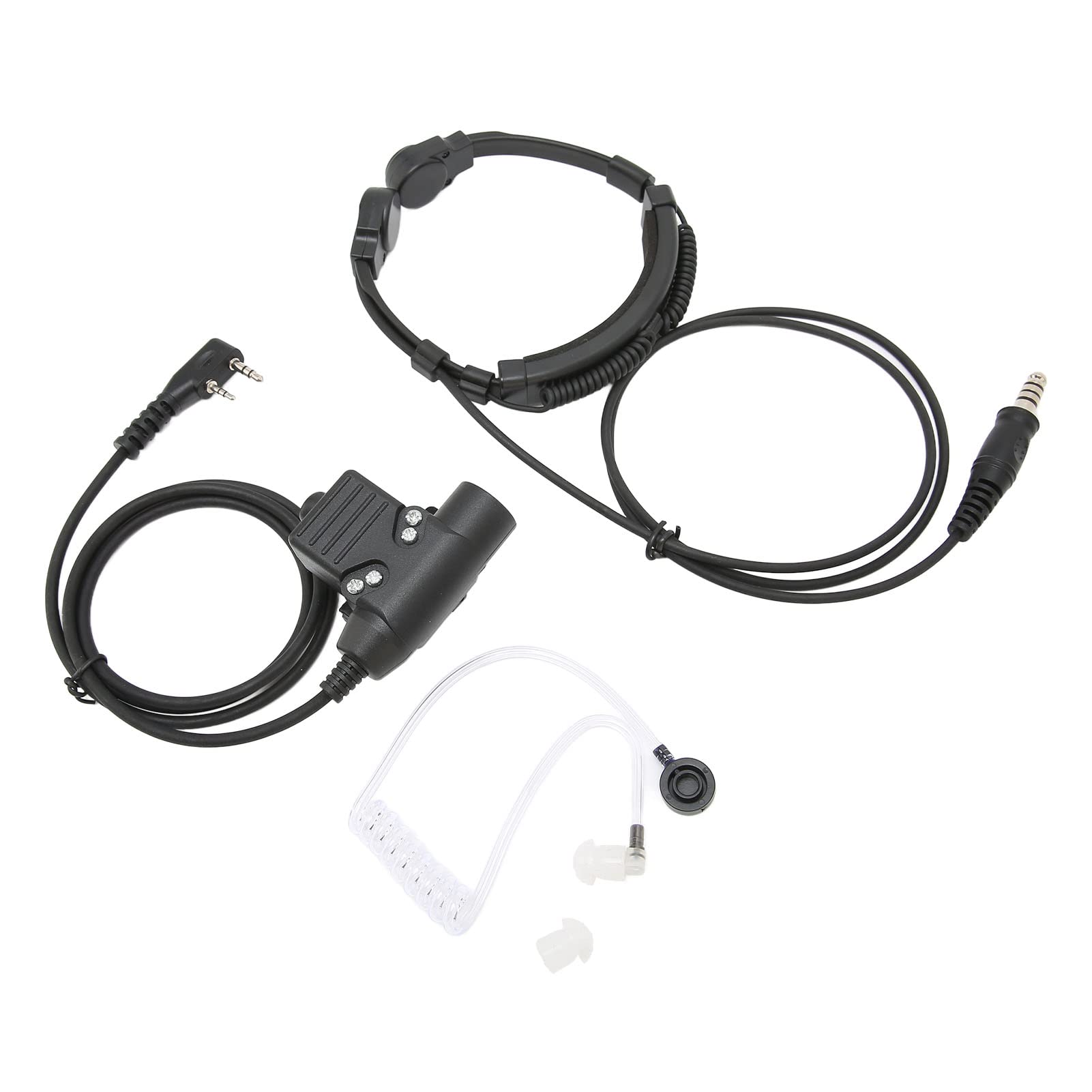 Tactical Throat Mic Headset with Noise Reduction & Adjustable U94 PTT - Compatible with Kenwood TK-3107, Baofeng UV-5R, BF-888S, WLN KD-C1 & Other K Radios - Ideal for Outdoor Adventures, Security, Construction & Emergency Communication