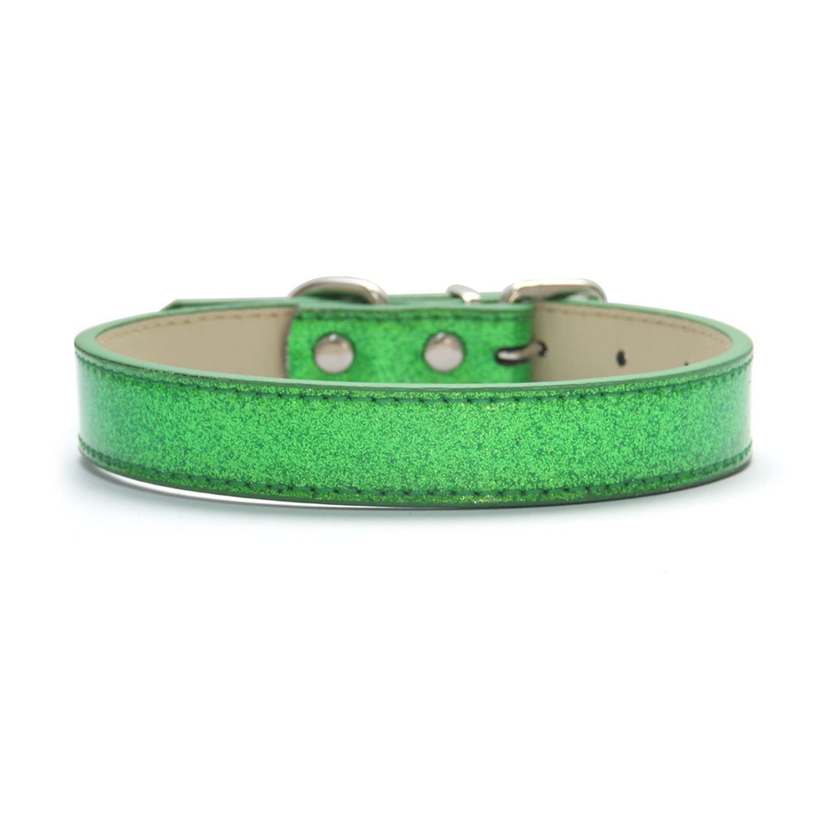 Sparkling Glitter Green Leather Dog Bow Tie Collar - Adjustable Pet Neck Strap for Small Medium Large Dogs & Cats - Fashion Bling Accessory for Parties, Weddings & Daily Wear (Size S, 1.5