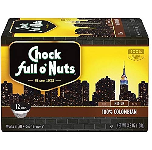 Chock Full O'Nuts 100% Colombian Coffee Single Serve Pods - 24 Count - Perfect for Keurig Machines at Home or Office