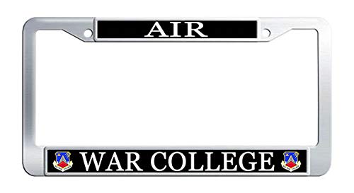 USAF Air War College Stainless Steel License Plate Frame - Durable Car License Plate Holder for Military Enthusiasts - Perfect for Veterans, Air Force Fans & Patriotic Car Decor