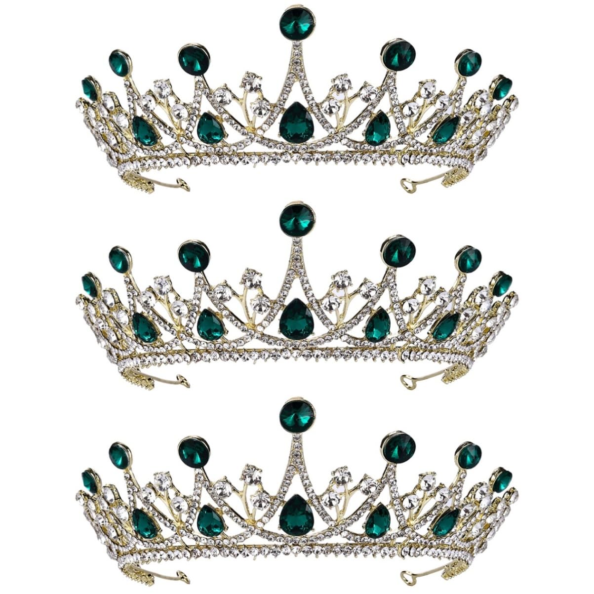 FOMIYES 3-Piece Round Crown Set – Elegant Rhinestone Wedding Tiara, Bridal Crystal Headpiece & Princess Hair Accessories for Pageants, Bridal Showers, Bar Mitzvahs & Special Occasions