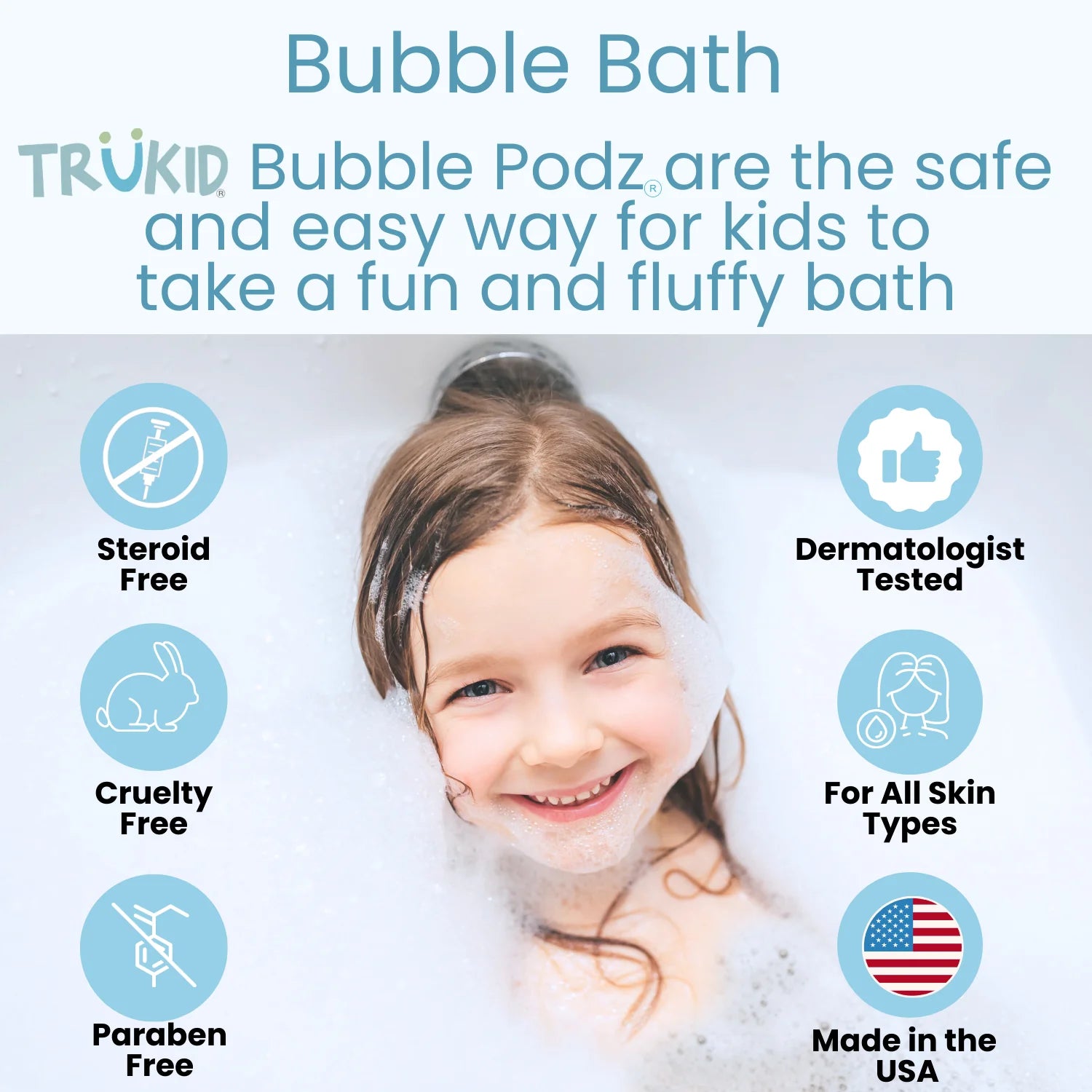 TruKid Bubble Podz - Fun & Safe Bubble Bath for Kids | Gentle & Hypoallergenic | Perfect for Bath Time Play & Relaxation