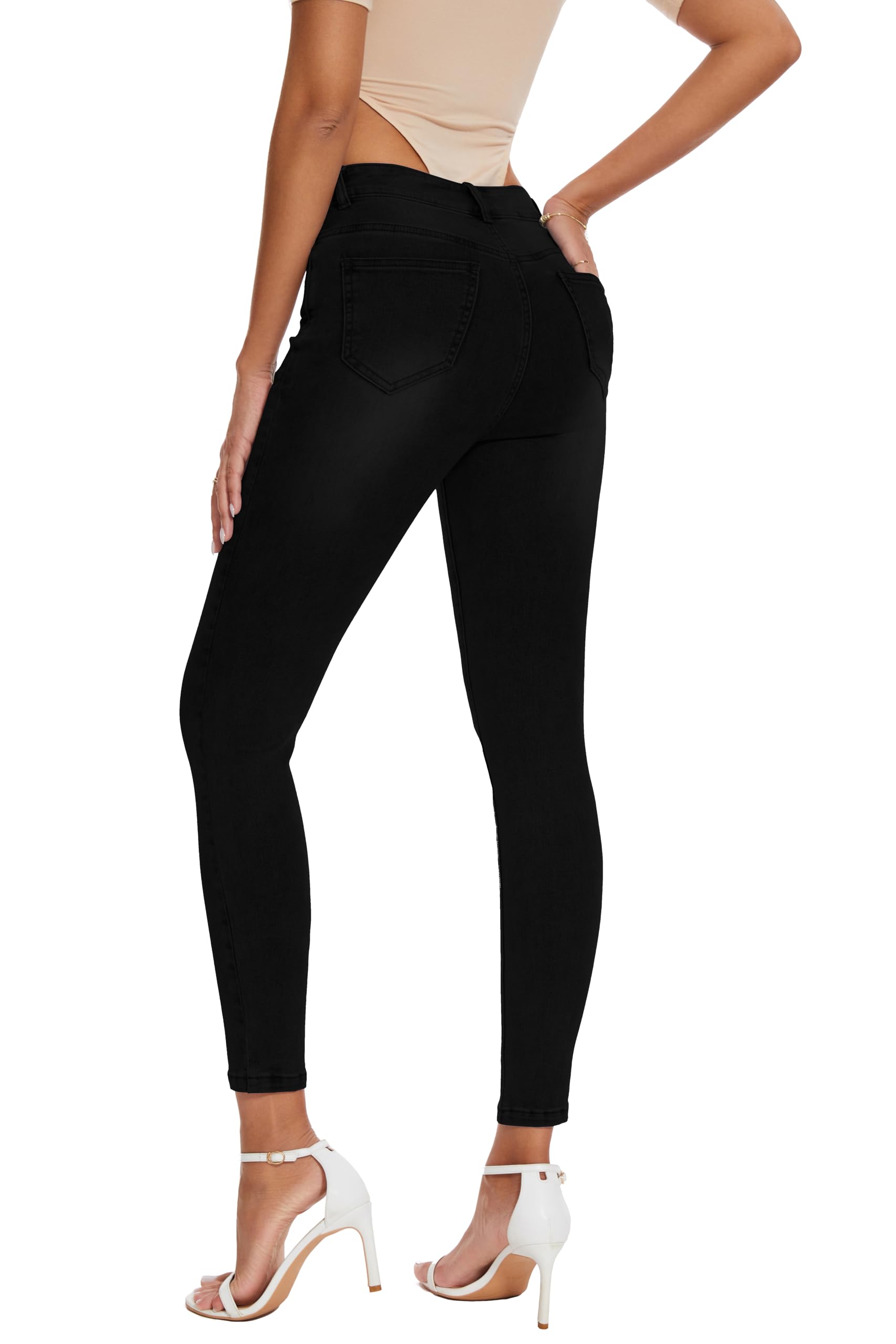 Women's High Stretch Mid Rise Pencil Leg Jeans - Comfortable Casual Pants for Work, Travel & Everyday Wear