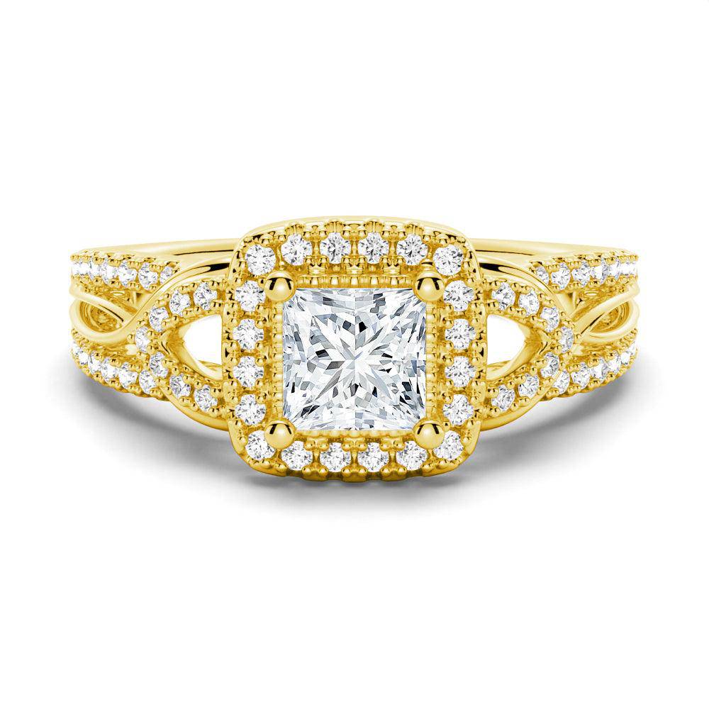 Vintage Princess Cut Moissanite Engagement Ring with Infinity Band - Perfect for Proposals, Anniversaries & Romantic Occasions