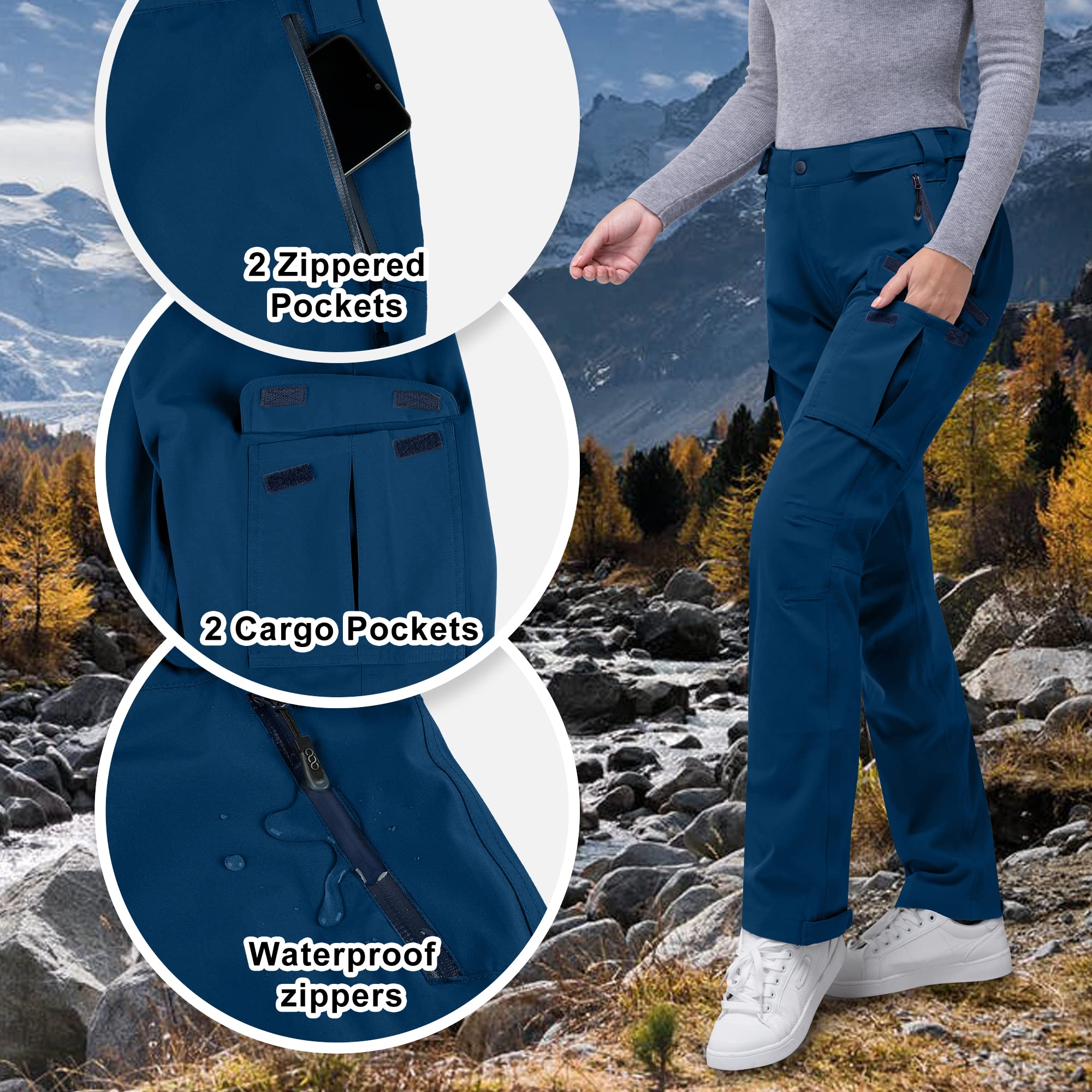 **Women's Waterproof Rain Pants - 33,000ft Lightweight & Breathable Hiking Overalls for Outdoor Activities, Camping & Travel**