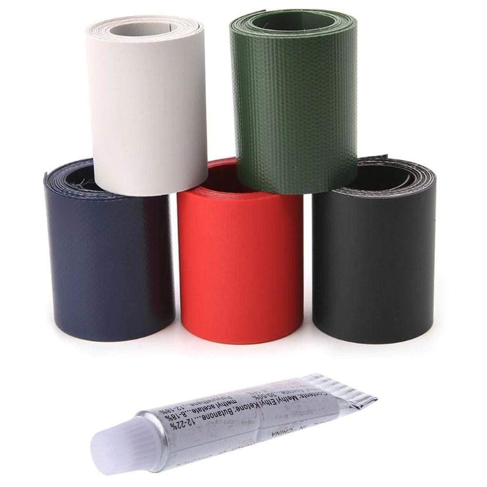 Waterproof PVC Repair Patch Kit for Kayak, Dinghy, Drift Boats & Inflatable Boats - Strong Adhesive Glue for Leaking Holes & Damages (Black) - Perfect for Emergency Repairs on Water Sports Gear, Fishing Boats and Pool Floats