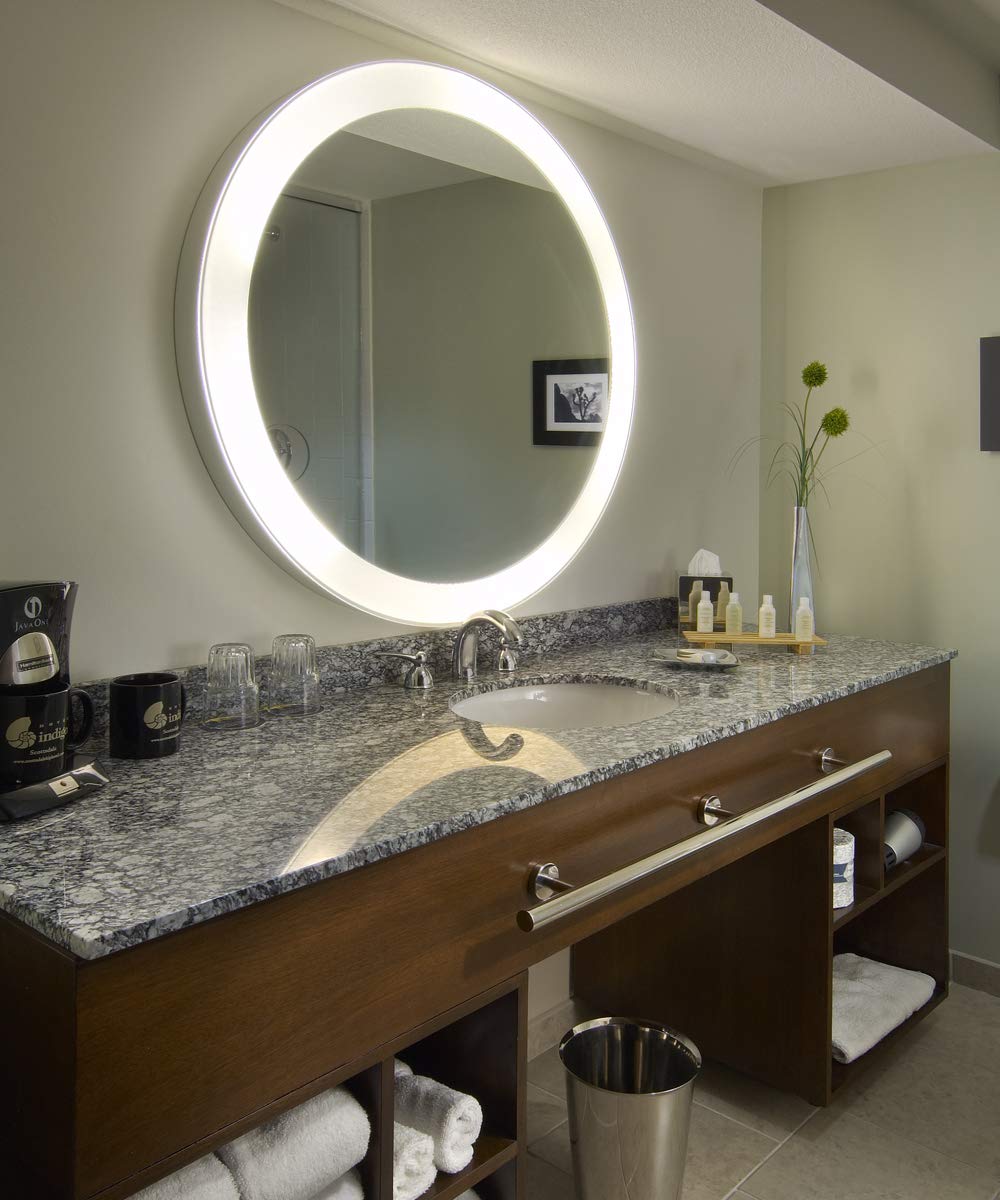 AVBproducts TRI-30 Trinity 30 Inch Round LED Bathroom Mirror with Adjustable Lighting - Perfect for Vanity, Makeup, and Shaving Areas