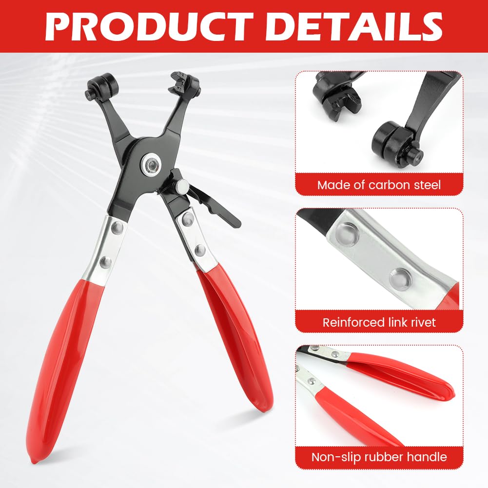 Heavy Duty Hose Clamp Pliers - Professional Swivel Flat Band Clamp Tool for Easy Removal & Installation of Ring/Flat-Band Hose Clamps - Perfect for Automotive Radiator, Coolant, Heater & Water Hose Repairs - Ideal for Mechanics & DIY Car Maintenance