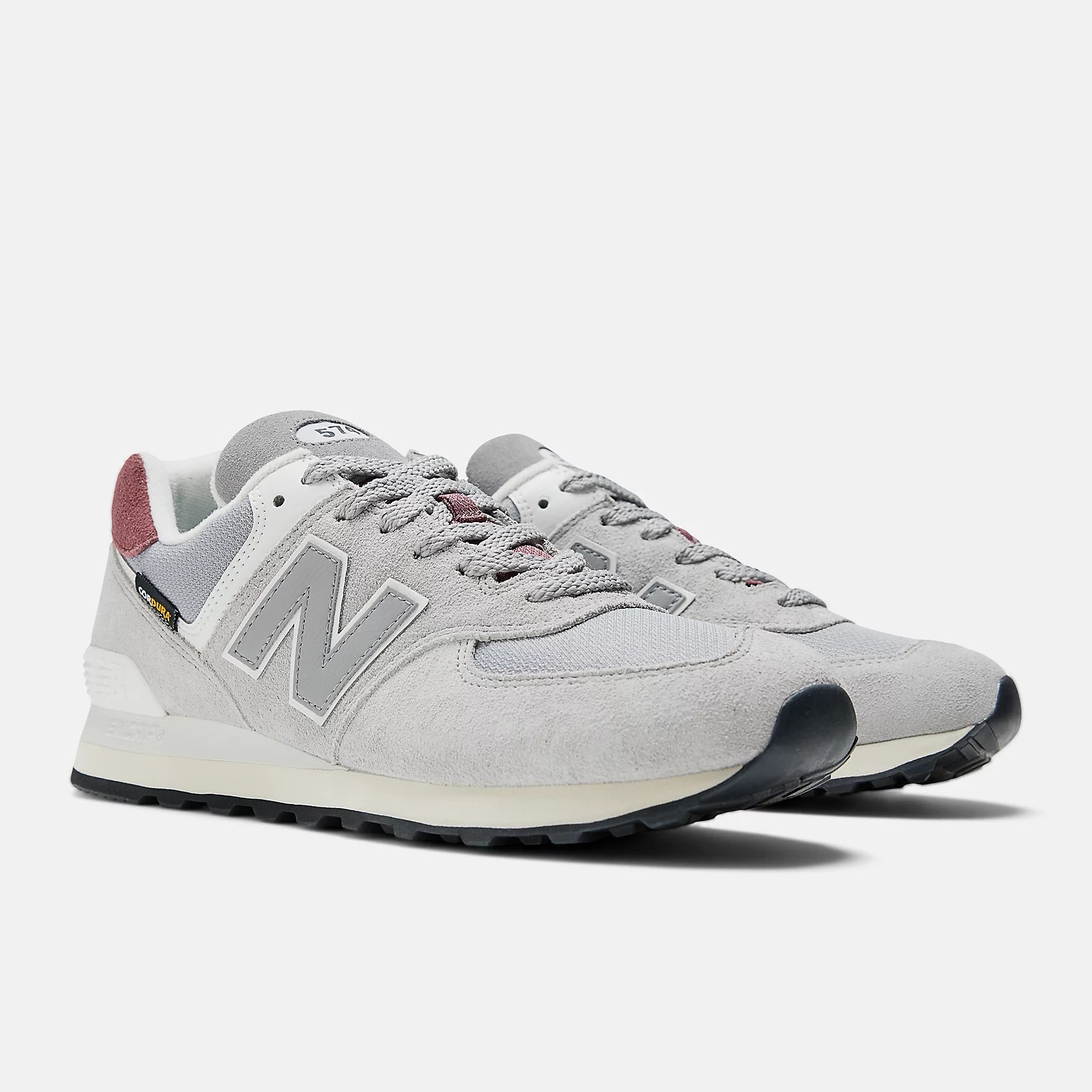 New Balance 574 Classic Sneakers for Men & Women - Grey & Burgundy Colorway - Comfortable Running Shoes for Walking, Jogging & Casual Wear