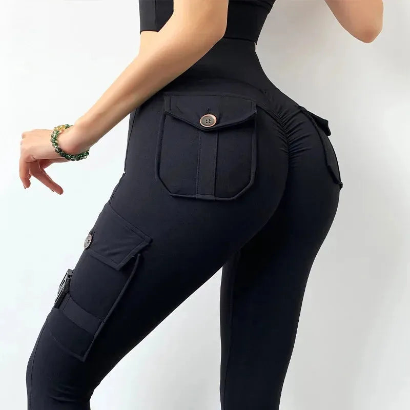 Women's High Waist Nylon Yoga Pants - Sexy Tight Leggings with Pockets for Workout & Running | Comfortable Elastic Sports Pants for Gym, Lounge & Everyday Wear
