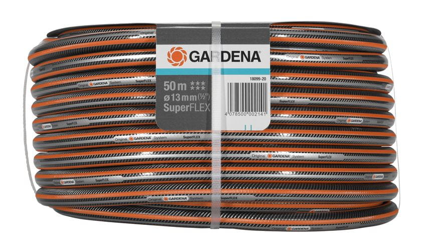 Gardena Premium SuperFLEX Hose 13mm (1/2 Inch) 50m - Heavy Duty Flexible Garden Water Hose for Lawn, Yard & Outdoor Watering - Model 18099-20