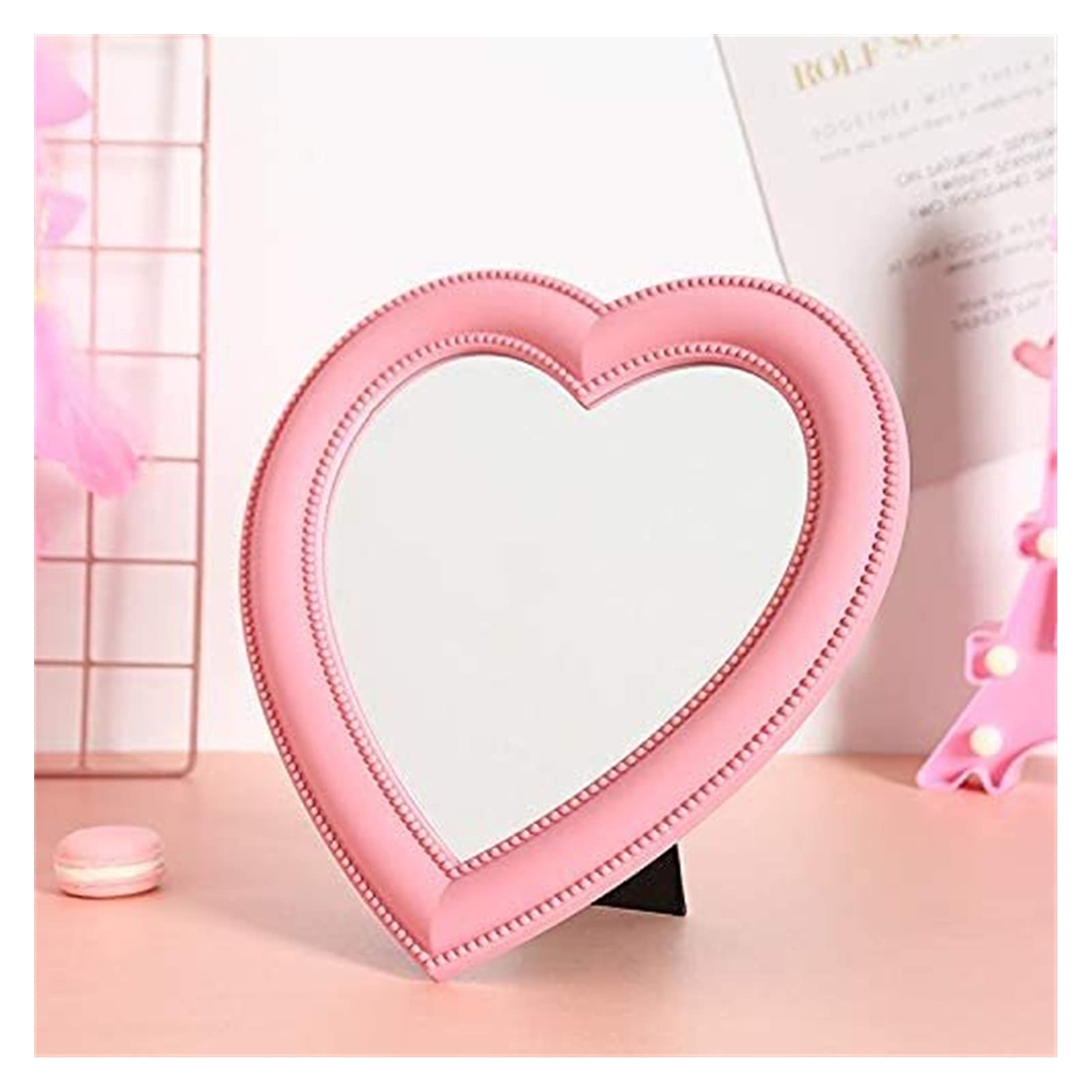 Heart Shaped Foldable Desktop Makeup Mirror with Stand - Portable Vanity Mirror for Home, Travel & Gifts | Handheld, Tabletop & Wall Mountable Cosmetic Mirror for Bathroom, Bedroom & Dressing Room