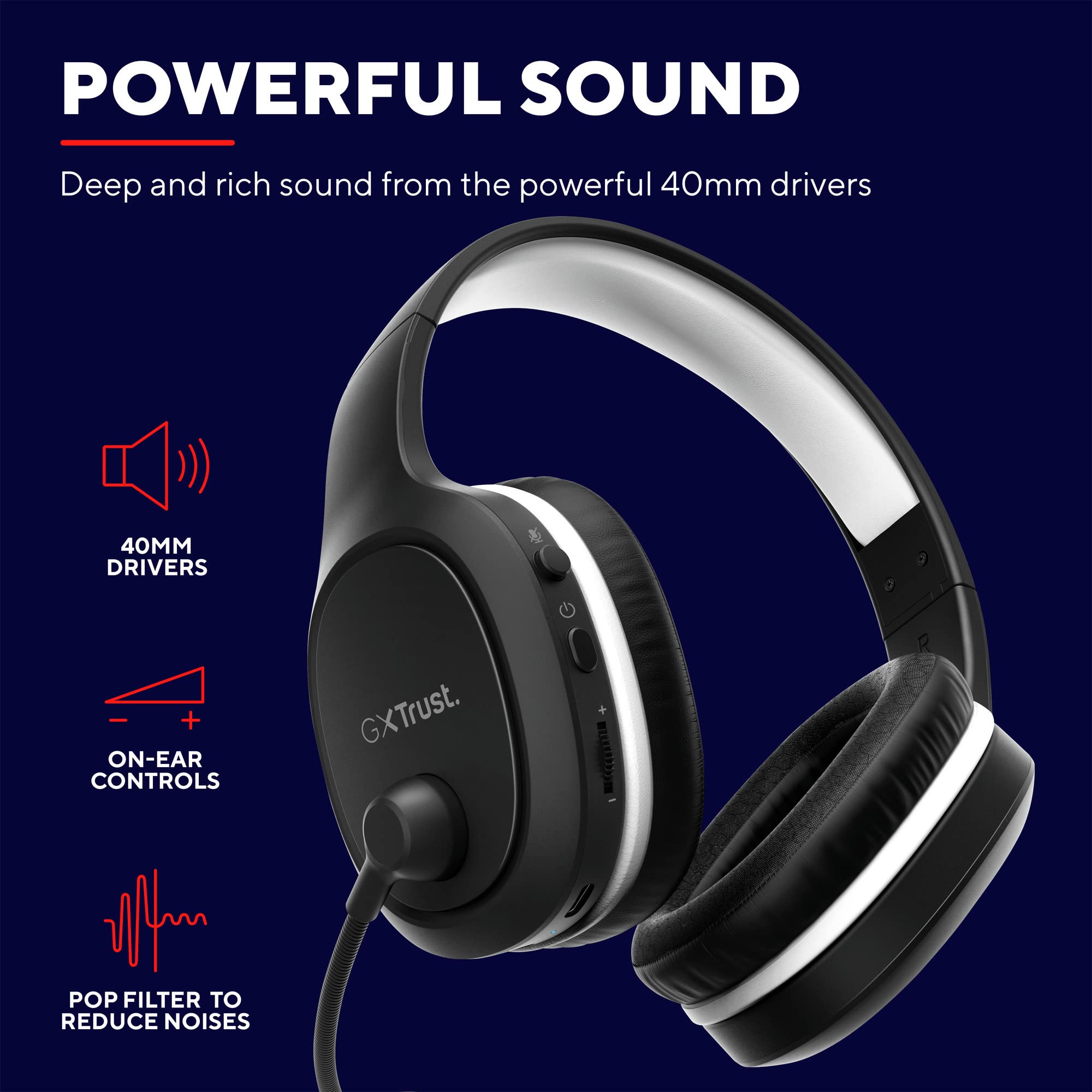 Trust Gaming GXT 391 Thian Wireless Gaming Headset for PS5, PS4, PC - 5.8GHz USB Dongle, Over-Ear Design, Rechargeable, Lightweight with Mic - Black | Perfect for Multi-Platform Gaming, Streaming & Online Meetings