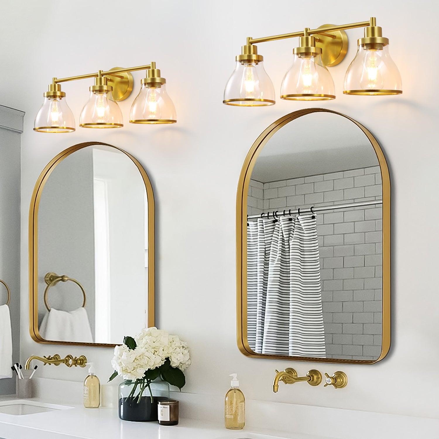 Hermosa Modern 3-Light Bathroom Vanity Light Fixture - Brushed Nickel Finish, Dimmable LED Lighting for Bathroom, Powder Room & Dressing Area