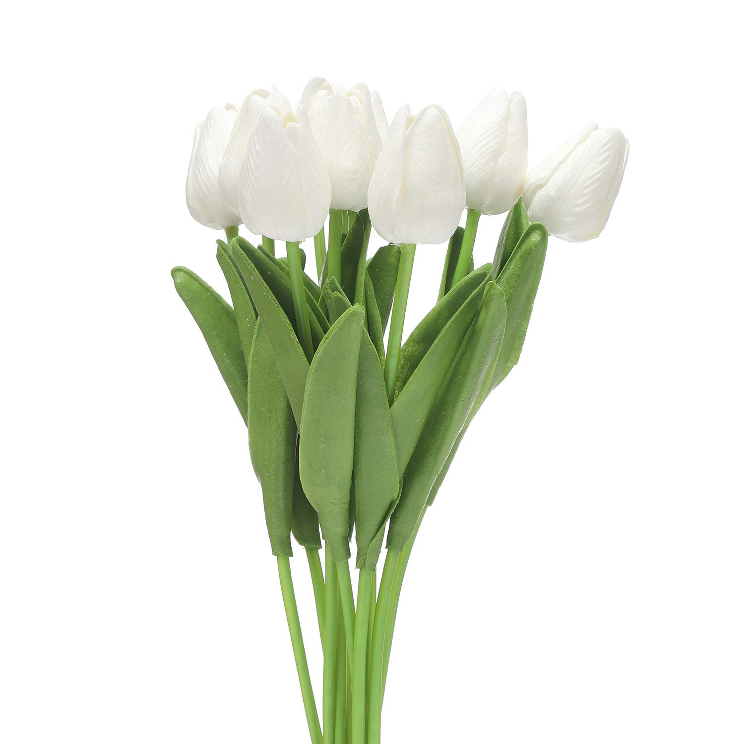 10pcs White Artificial Tulips Flowers - Fake Silk Tulips for DIY Home Decor, Wedding Centerpieces, Christmas Party & Seasonal Decoration