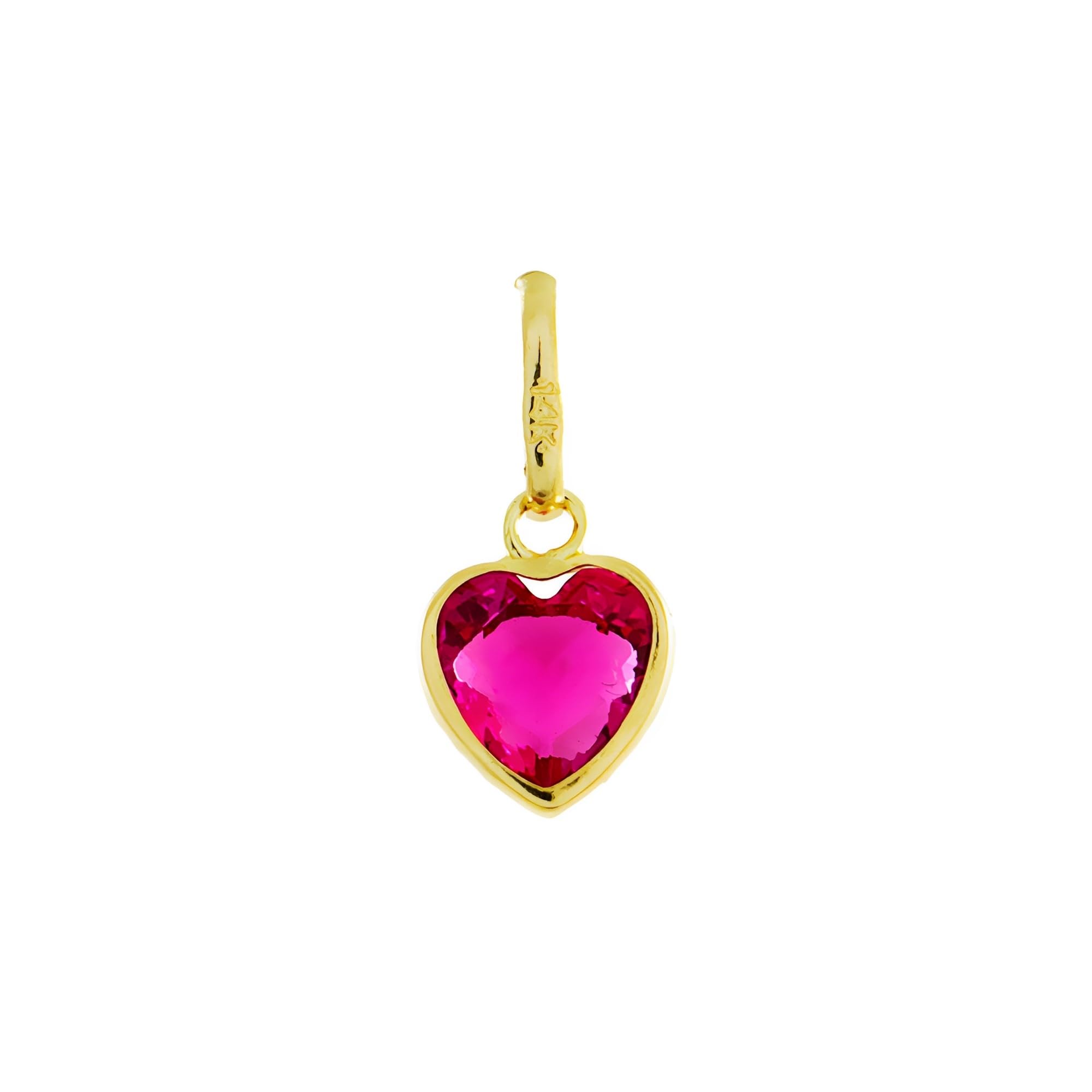 14K Solid Gold Heart Pendant with Multicolor Cubic Zirconia - Elegant Women's Jewelry for Necklaces & Bracelets | Perfect Gift for Valentine's Day, Anniversary & Special Occasions