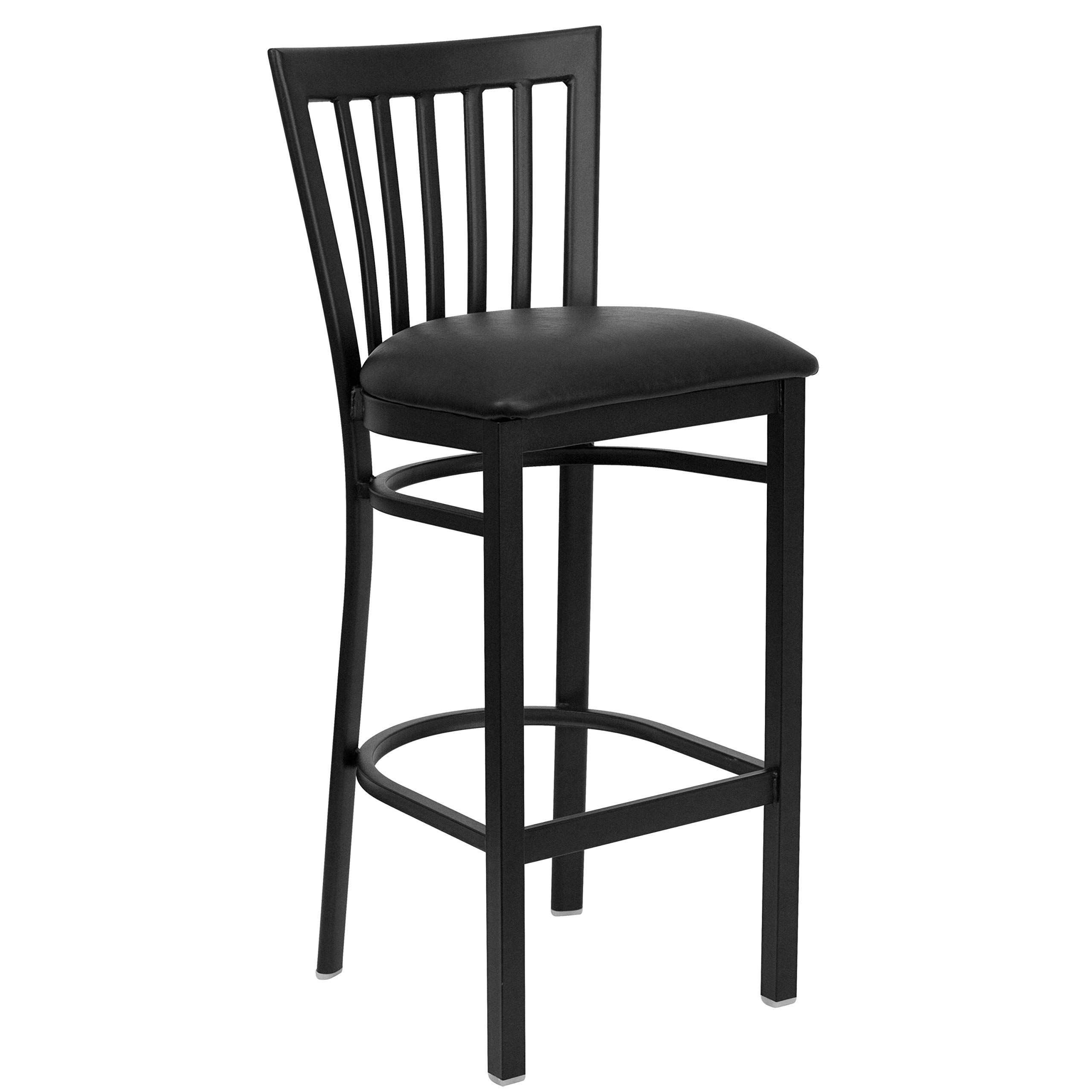 2 Pack Black Metal Bar Stools with Vinyl Seat - Heavy Duty Restaurant & Home Kitchen Counter Stools for Dining, Bar, Cafe, and Office Use