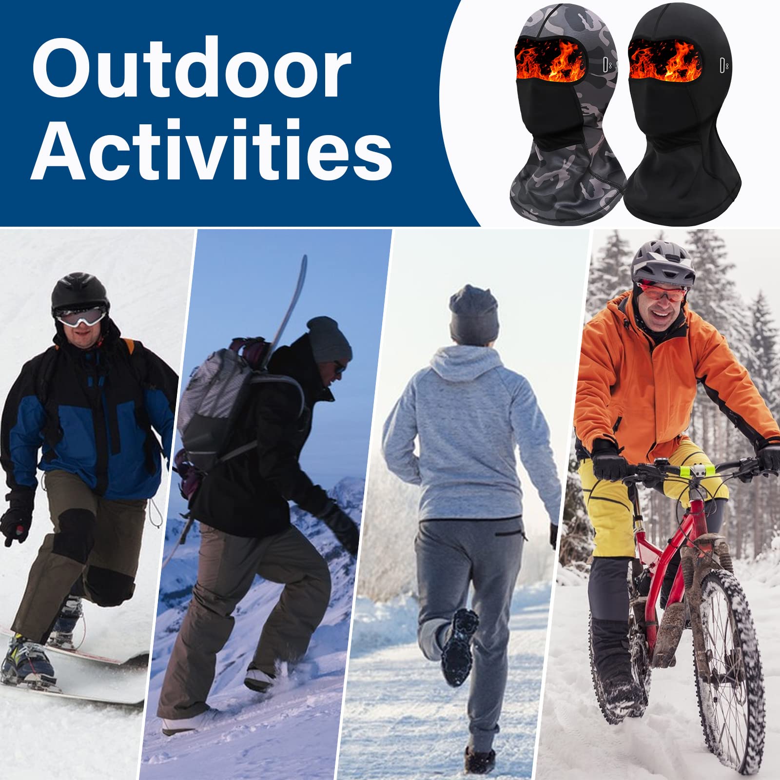 2 Pack Windproof Balaclava Ski Mask for Men & Women - Warm Winter Face Cover for Skiing, Snowboarding, Motorcycle Riding - Perfect for Cold Weather Outdoor Sports & Activities