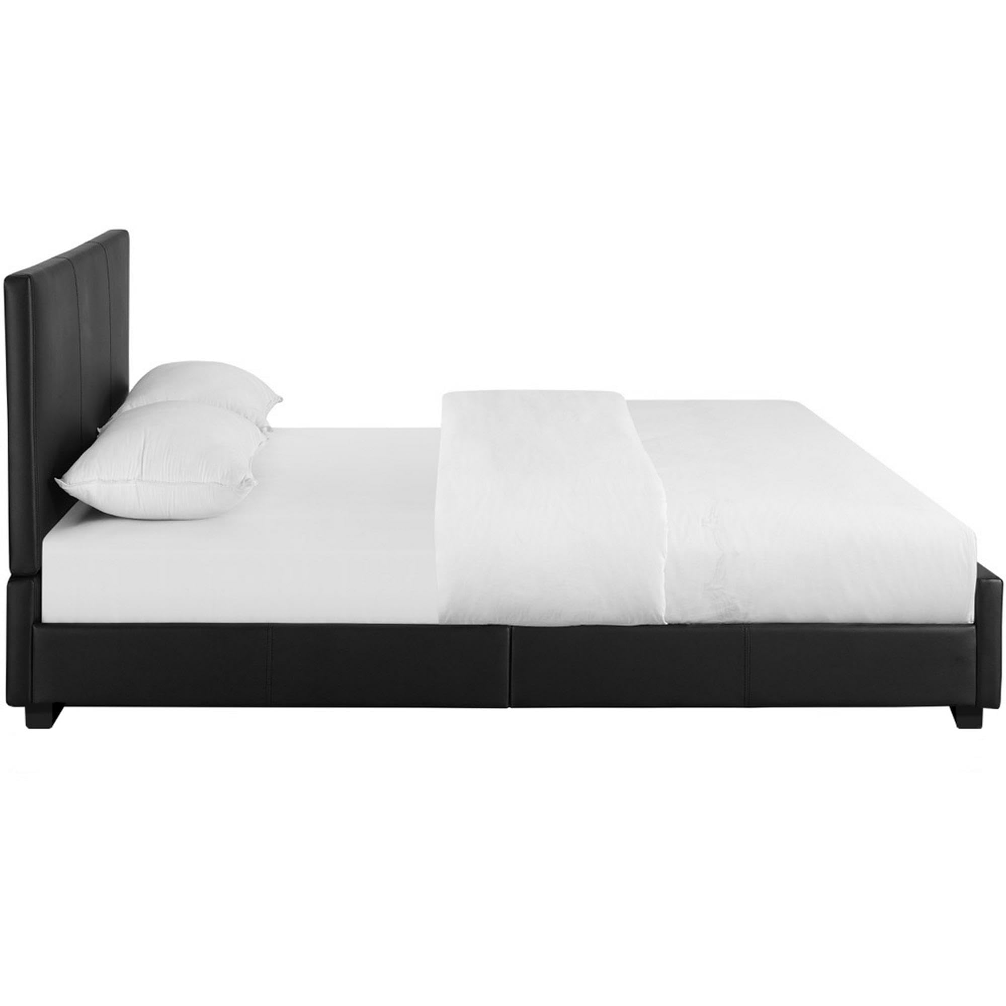 Low-Profile Camden Isle Upholstered Bed Frame - Twin, Black | Full Slat Support, No Box Spring Needed | Perfect for Small Bedrooms