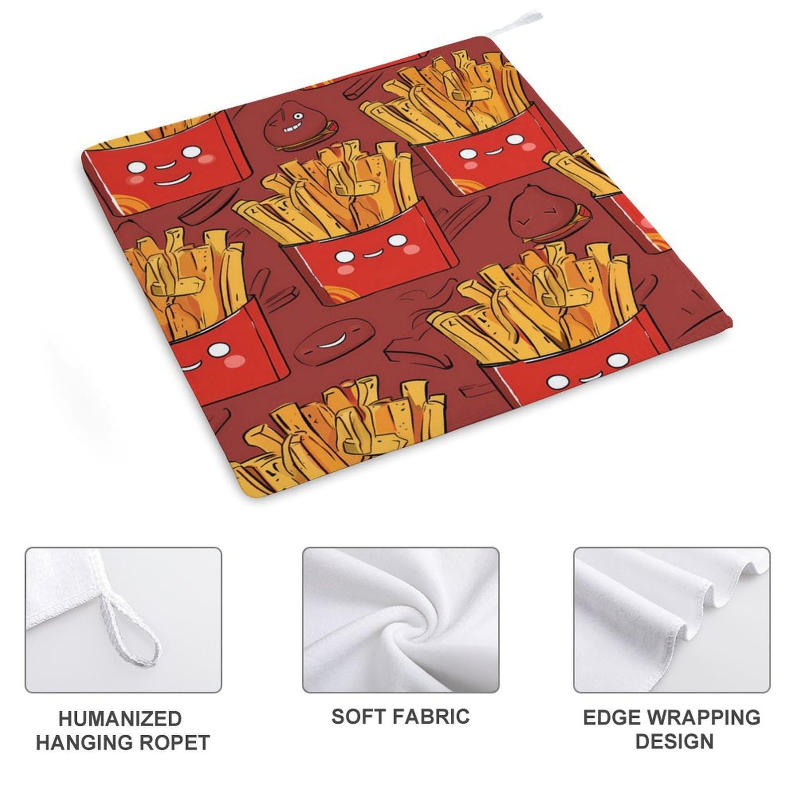 Premium French Fries Potato Chips Pattern Hand Towel - Soft Washcloth & Bath Towel with Hanging Loop - Perfect for Travel, Home & Bathroom (1PC) - Great for Kitchen Decor, Gag Gifts & Unique Bath Accessories