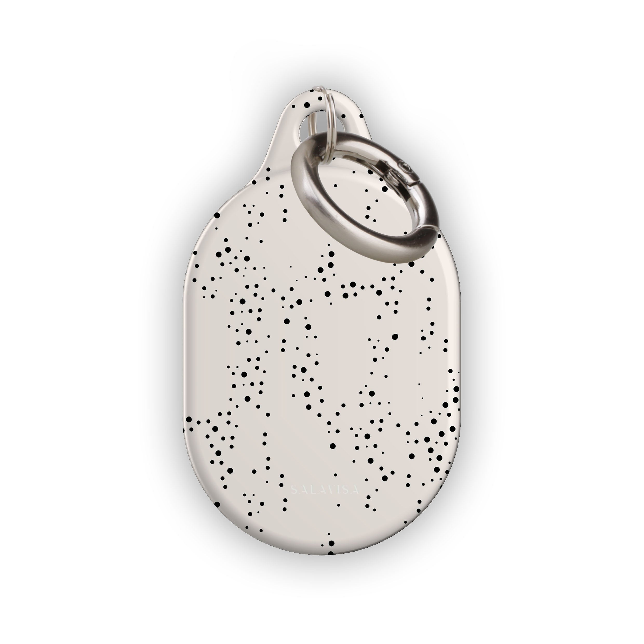 Beige Dots AirTag Holder - Premium Leather Keychain for Apple AirTag - Perfect for Keys, Bags & Travel Accessories