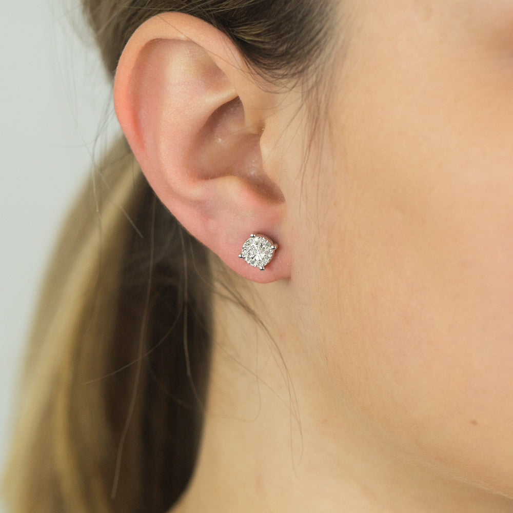 2 Carat Look Diamond Stud Earrings - 0.20 Carat Brilliant Cut Cubic Zirconia Earrings for Women - Perfect for Weddings, Parties & Everyday Elegance