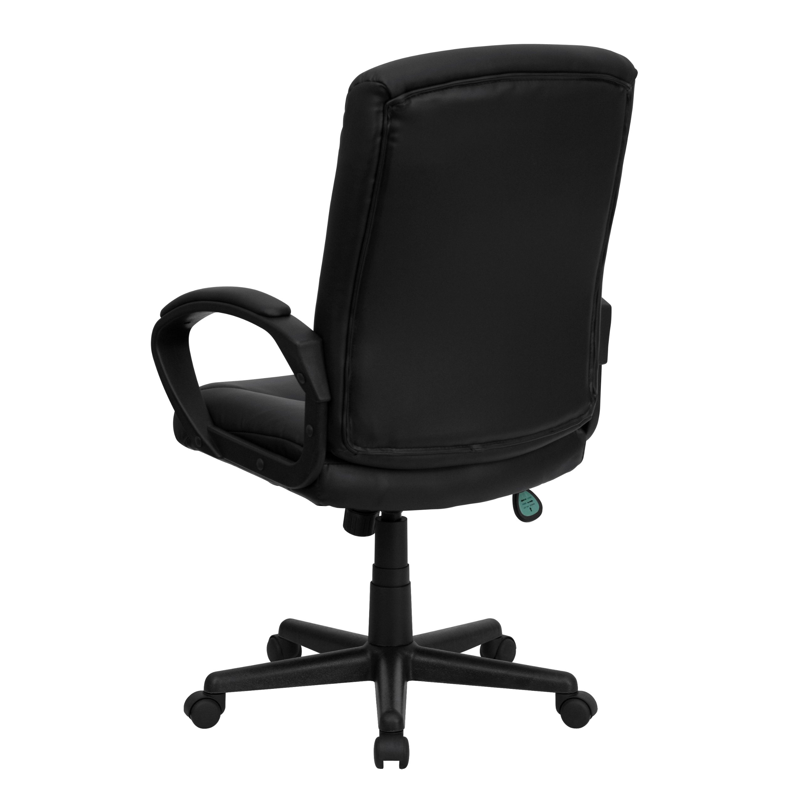 Black LeatherSoft Mid-Back Swivel Office Chair with Three-Line Horizontal Stitching - Ergonomic Support for Home & Office Workspaces