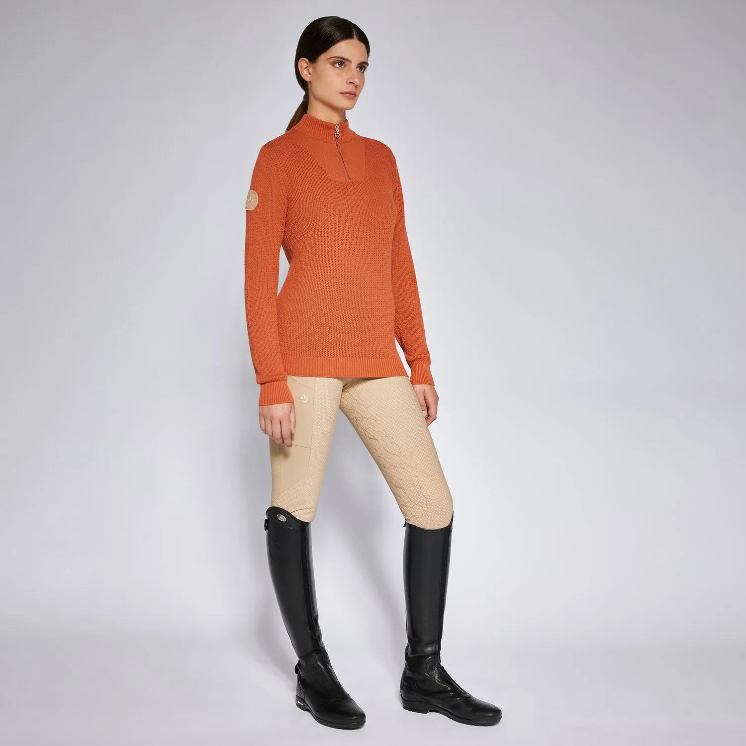 Cavalleria Toscana Women's Half Zip Pullover Sweater - Soft Knit Top for Casual Wear & Outdoor Activities