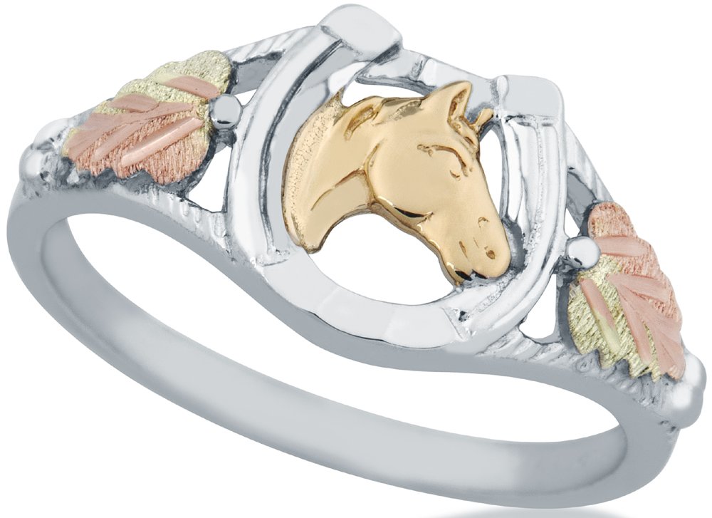 Exquisite Diamond-Cut Sterling Silver Black Hills Gold Horseshoe Ring for Women | Elegant Jewelry Gift for Her | Perfect for Birthdays, Anniversaries & Western-Themed Occasions