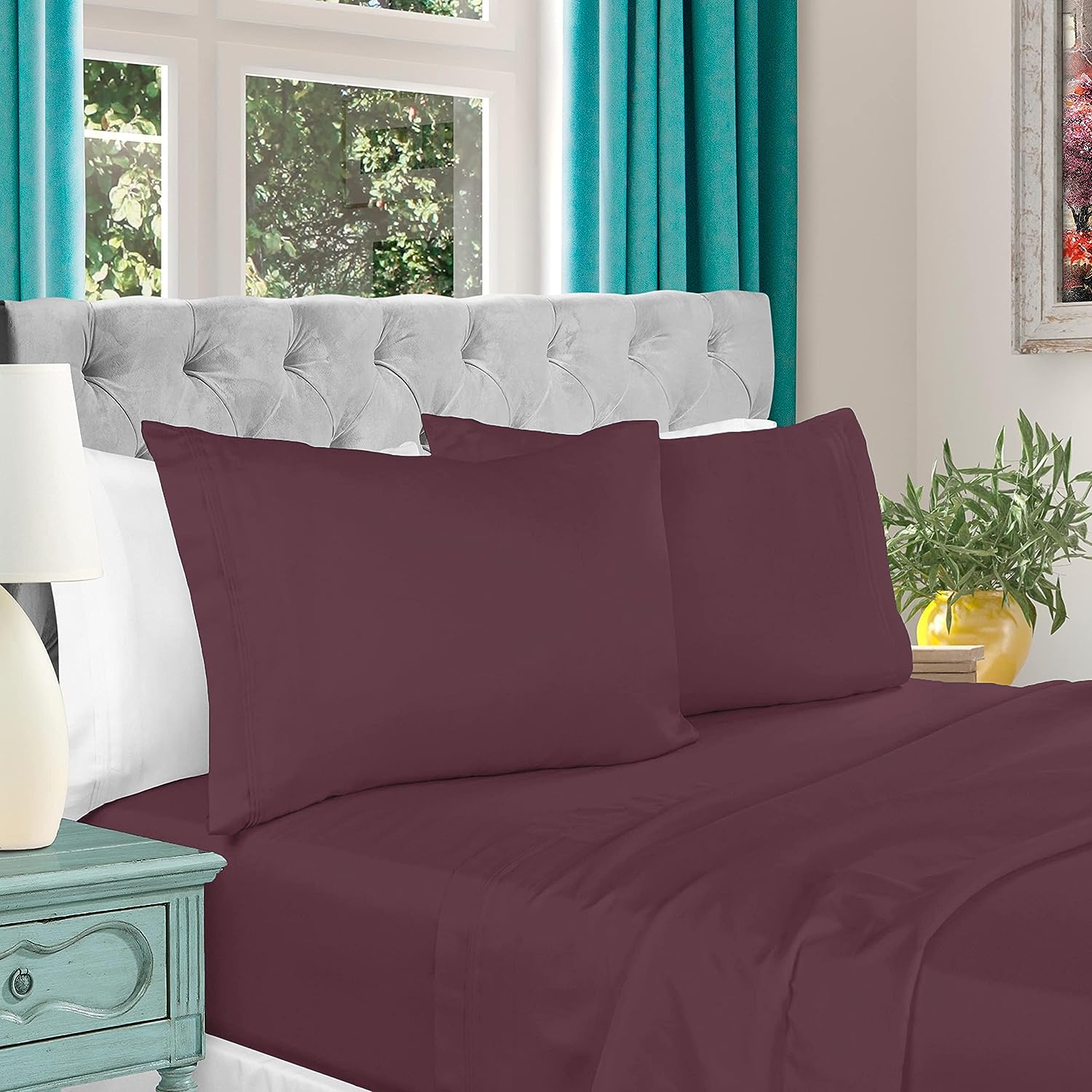Luxury 1000 Thread Count Egyptian Cotton Bed Sheet Set - King Size, Extra Deep Pocket (18-22 Inches) for Comfort & Durability | Perfect for Master Bedroom, Guest Room & Hotel Use