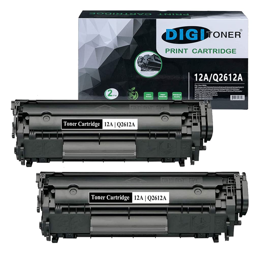 HP 12A Q2612A Compatible Toner Cartridge Replacement [2-Pack, Black] - Works with HP 1020 1022 1018 1010 1012 3050 3015 3055 3030 MF4350d MF4150 MF4370dn D420 MF4270 Printers | High-Quality Printing for Office & Home Use