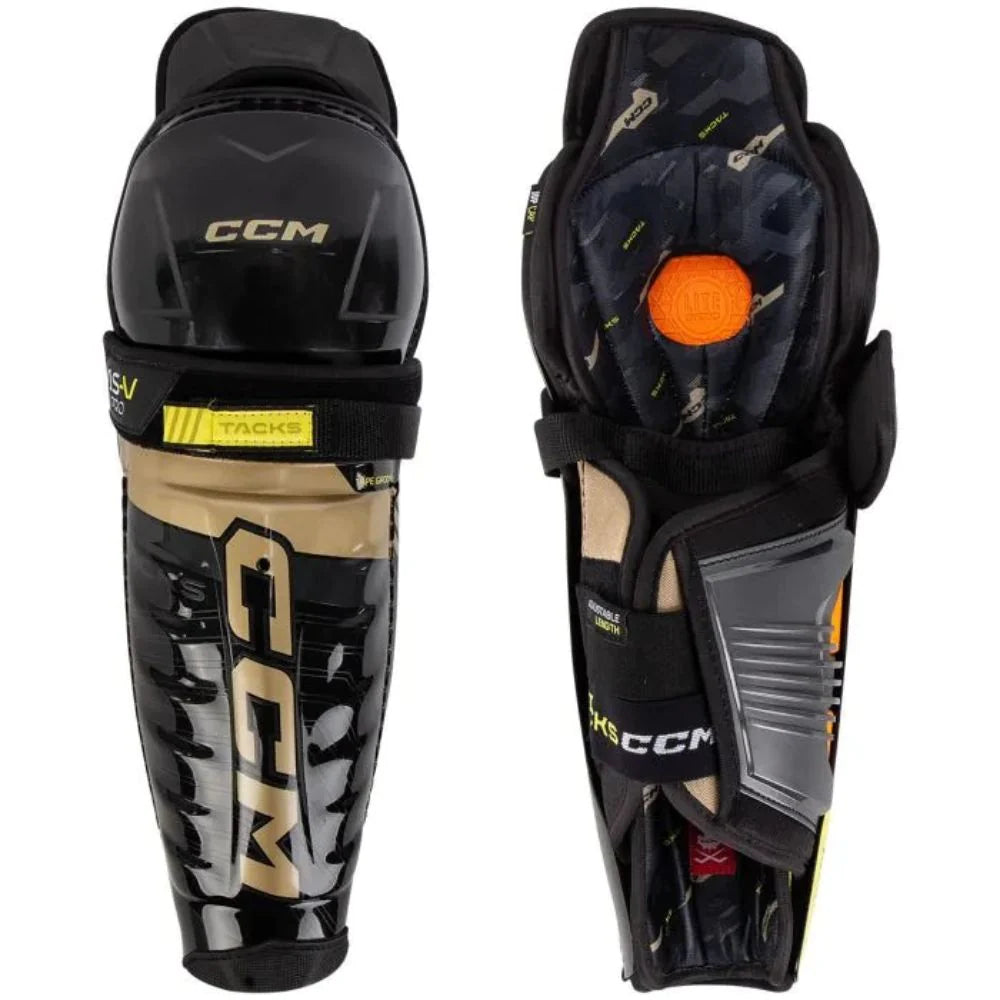 CCM Tacks AS-V Pro Youth Hockey Shin Guards - Lightweight & Protective for Ice Hockey Players - Perfect for Games & Practice