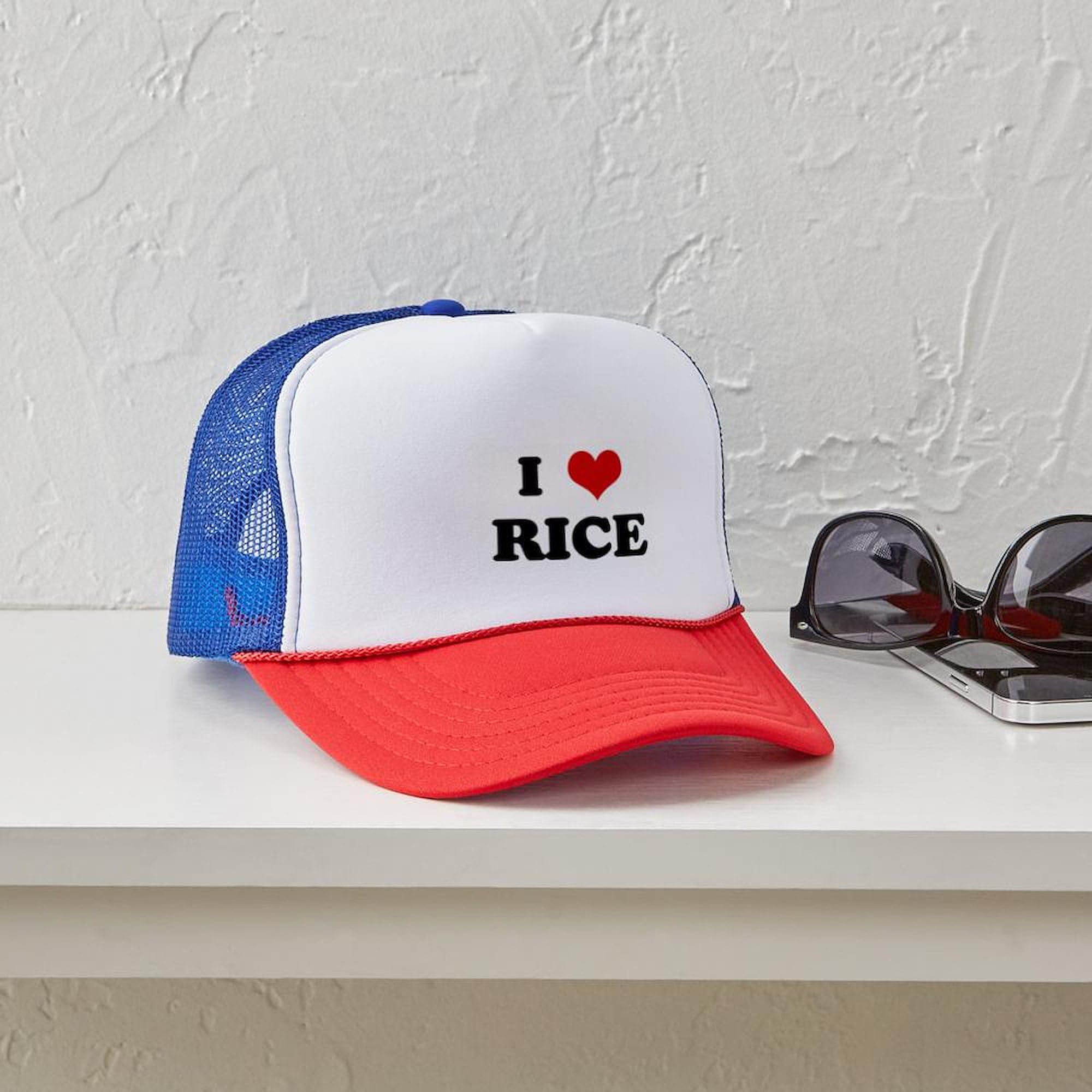 I Love Rice Adjustable Snapback Trucker Hat by CafePress - Stylish & Comfortable for Casual Wear, Outdoor Activities & Fan Gifts